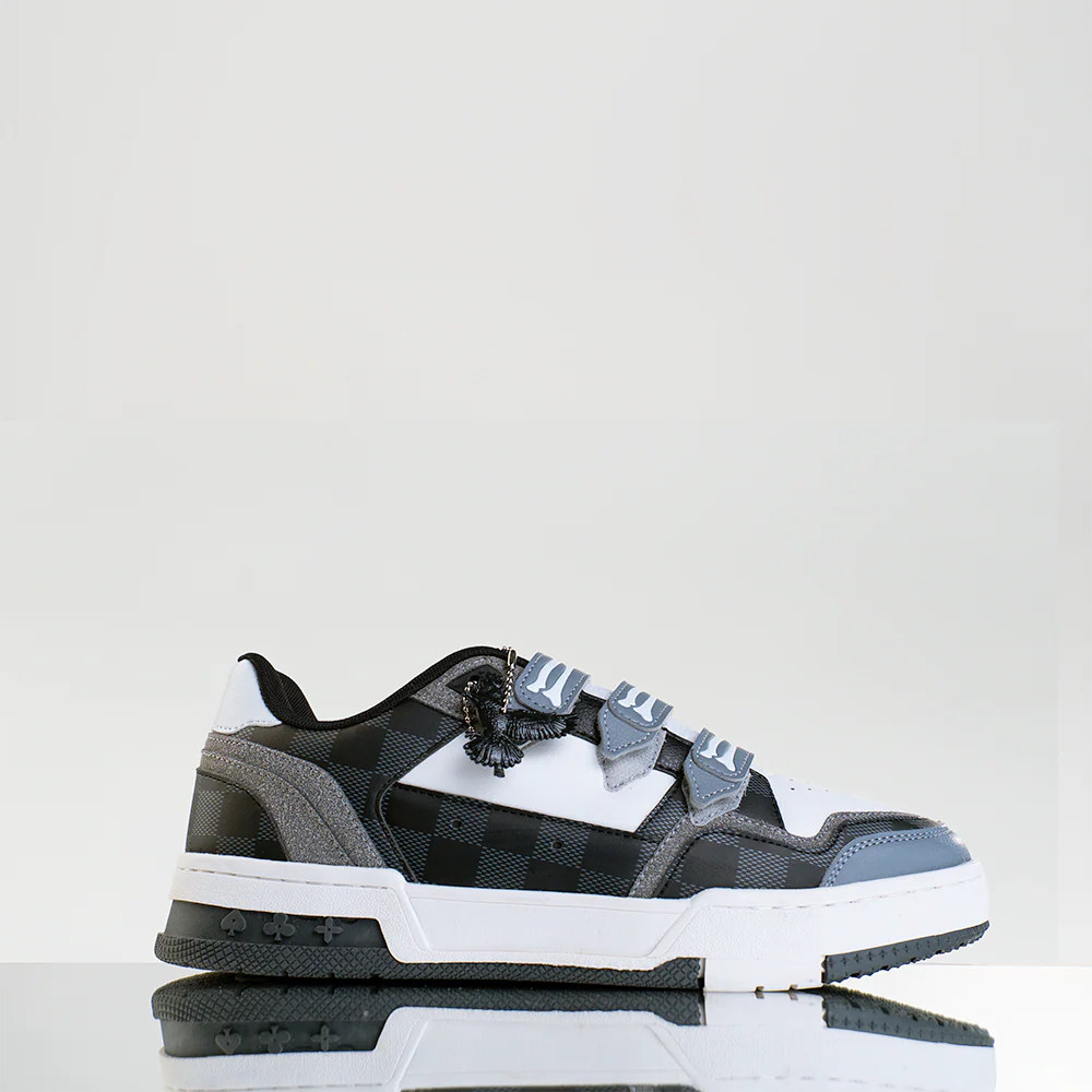 VULTURE STRAP SNEAKERS (BLACK CHECKERBOARD) - Image 2