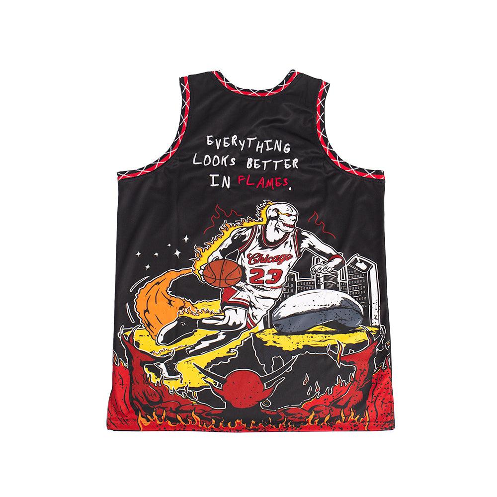 BRAND X CHICAGO IN FLAMES BASKETBALL JERSEY (BLACK) - Image 3