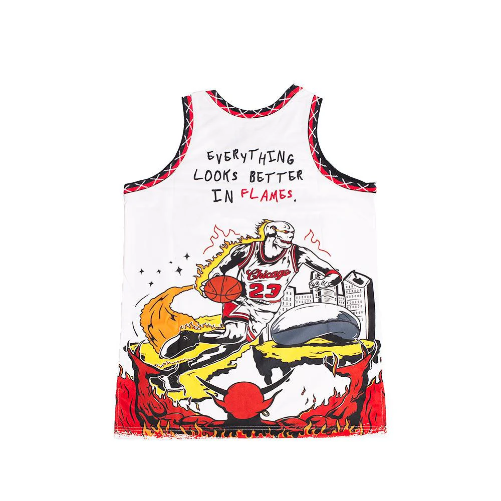 BRAND X CHICAGO IN FLAMES BASKETBALL JERSEY (WHITE) - Image 3