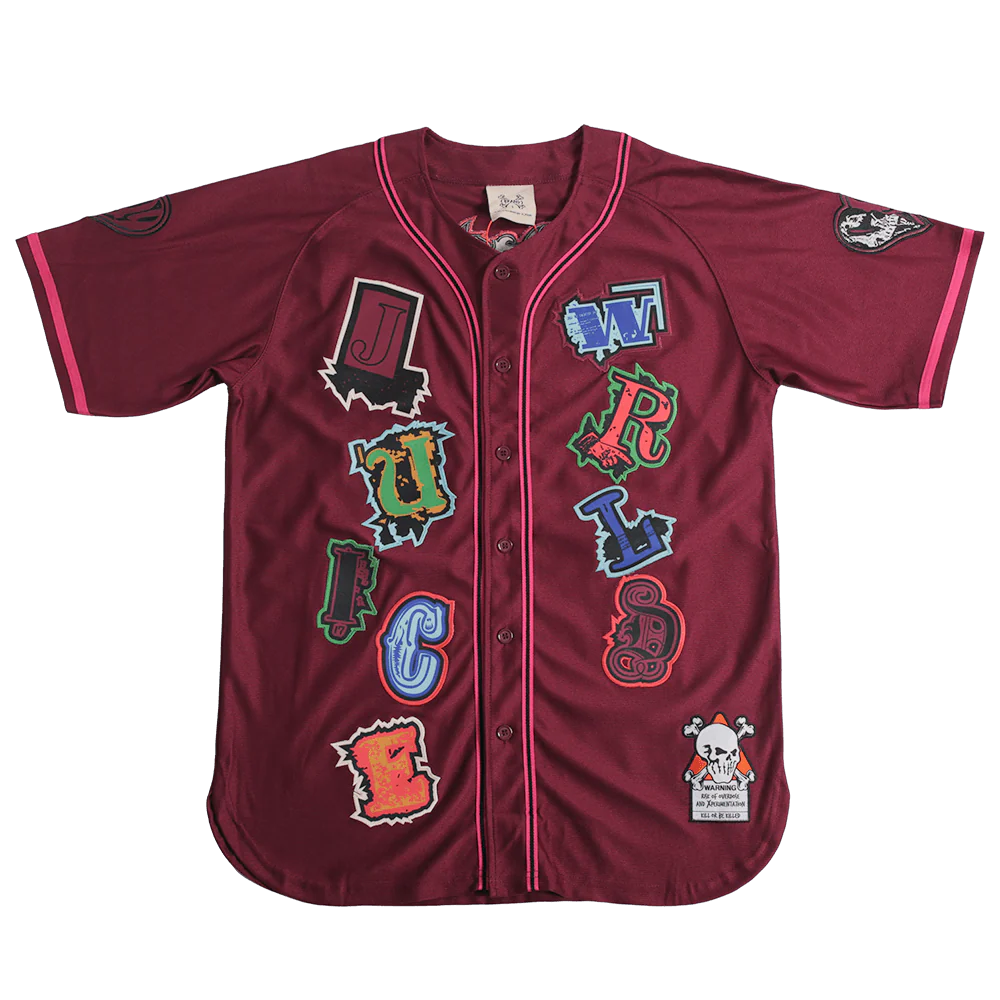 BRAND X JUICE WRLD FIGHTING DEMONS YOUTH BASEBALL JERSEY (PURPLE)