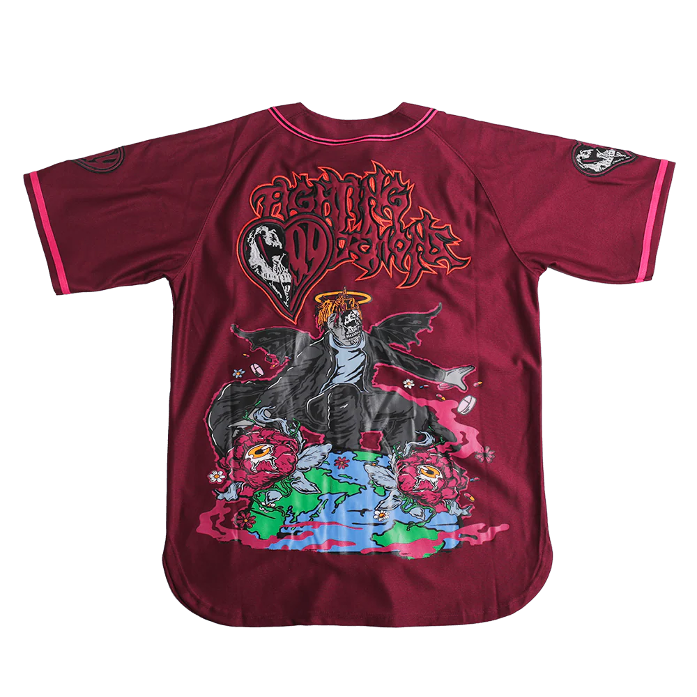 BRAND X JUICE WRLD FIGHTING DEMONS YOUTH BASEBALL JERSEY (PURPLE) - Image 2