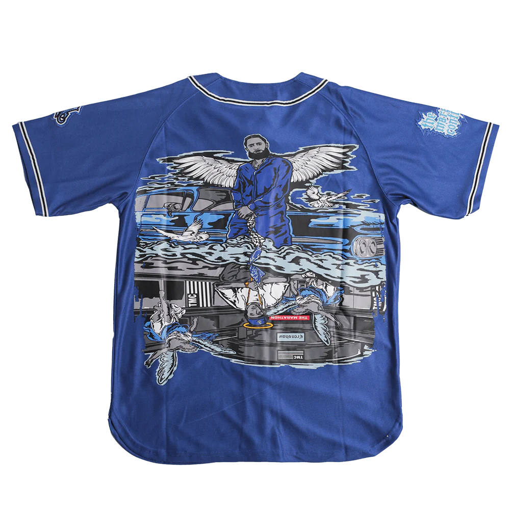 BRAND X THE MARATHON CONTINUES YOUTH BASEBALL JERSEY (ROYAL) - Image 2