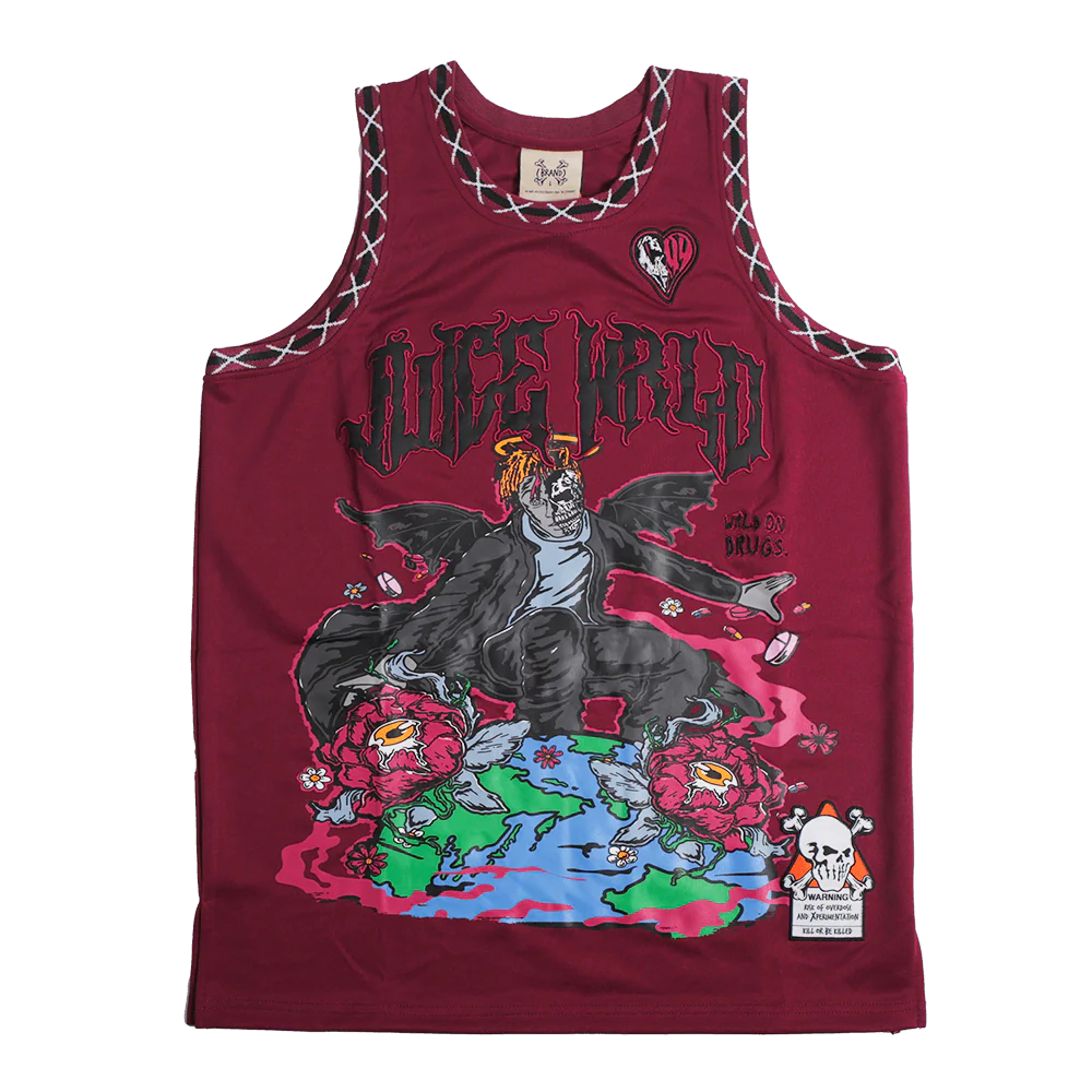 BRAND X JUICE WRLD 999 YOUTH BASKETBALL JERSEY (CRANBERRY)