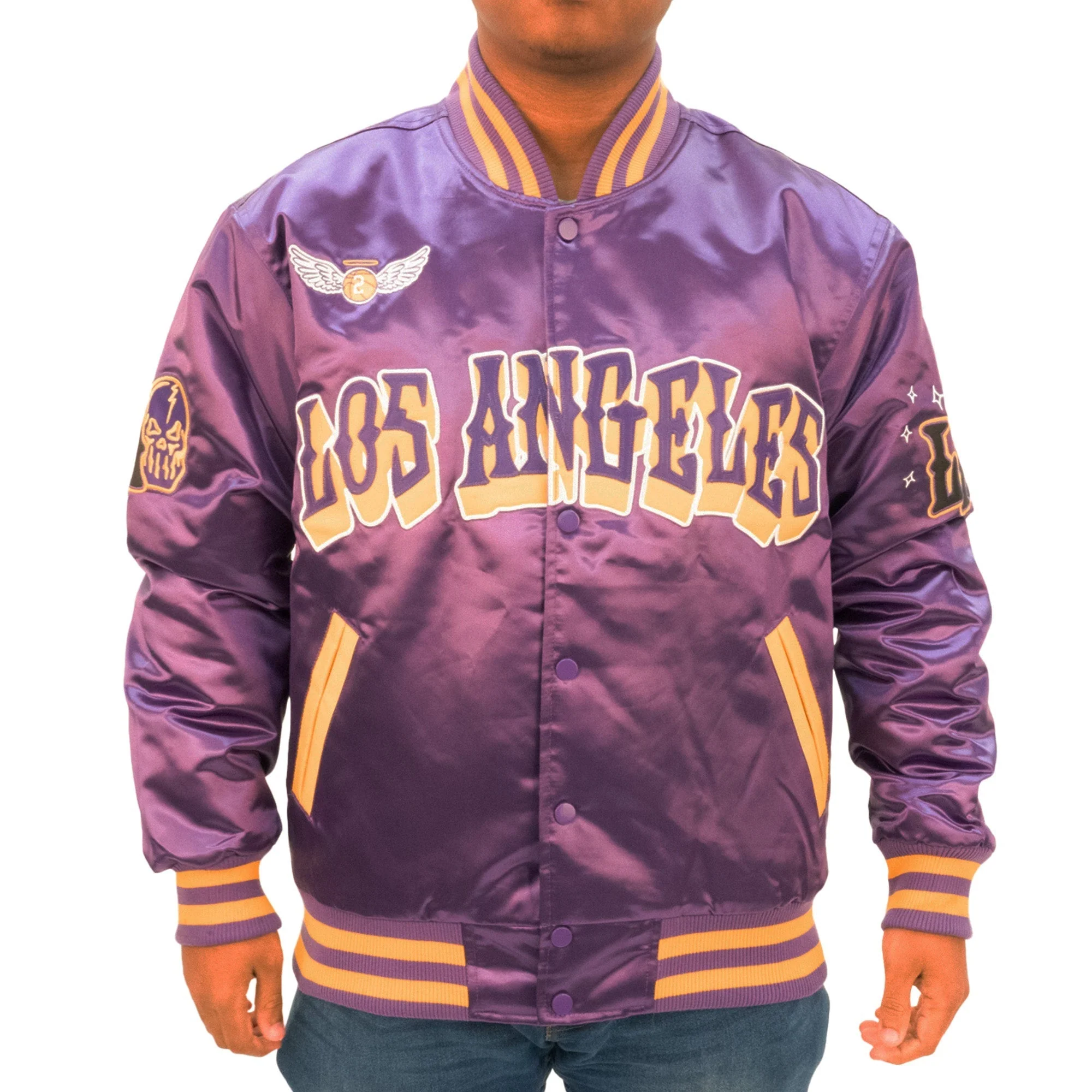 BRAND X LOS ANGELES WORLD CHAMPION SATIN JACKET (PURPLE)