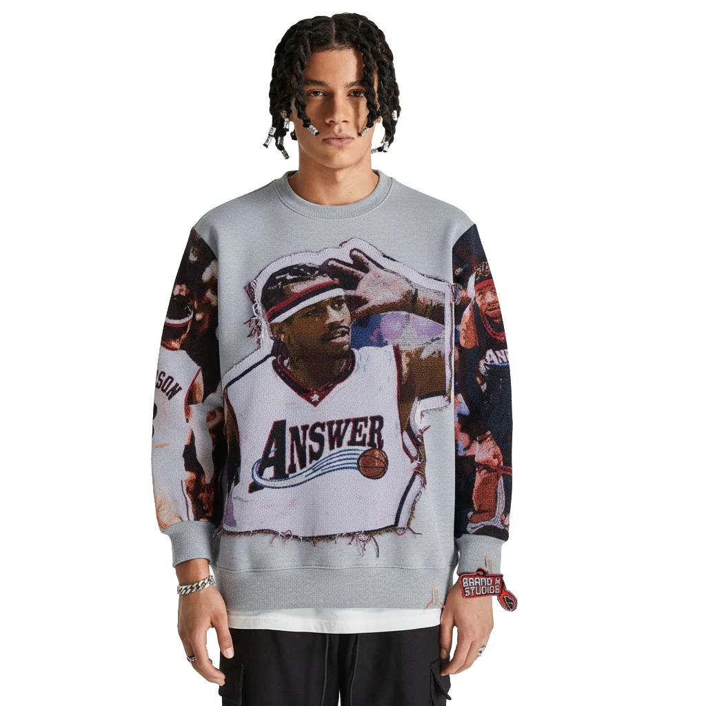 ALLEN IVERSON CUTOUT TAPESTRY SWEATSHIRT