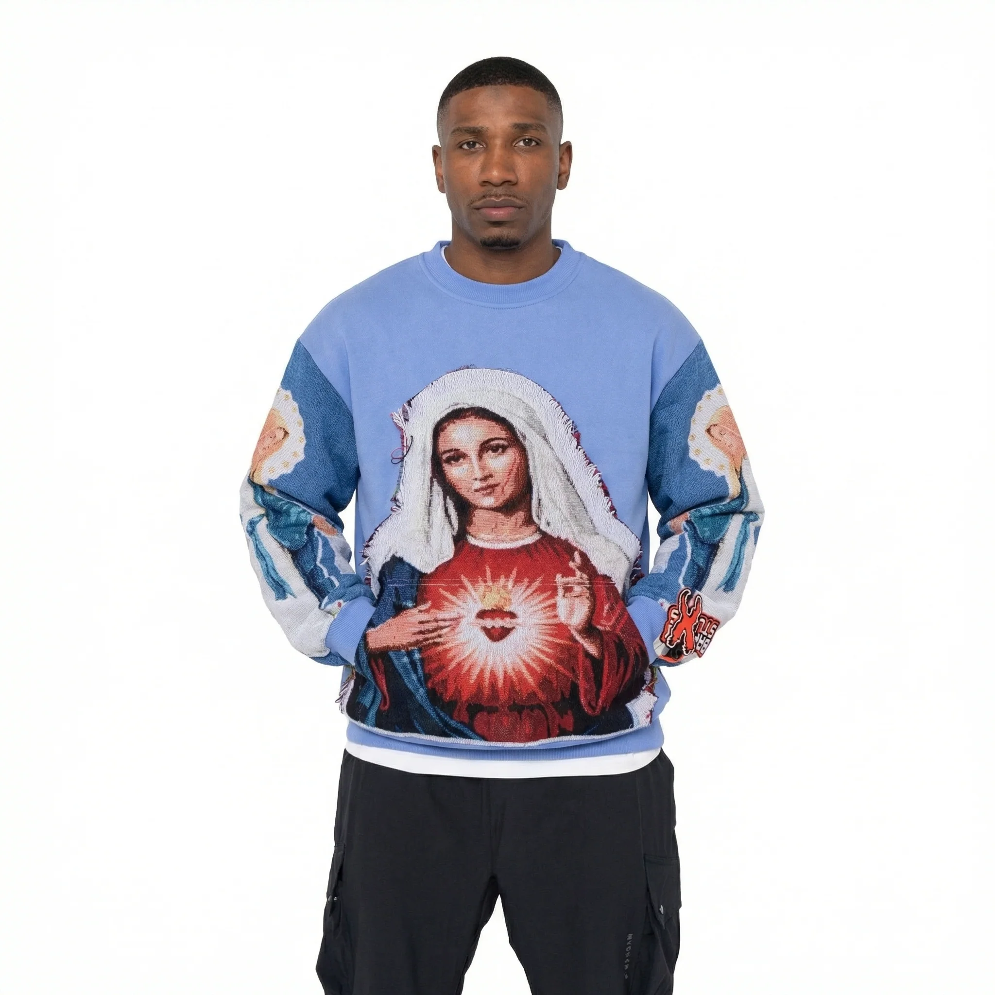 ST MARY CUTOUT TAPESTRY SWEATSHIRT (BLUE)