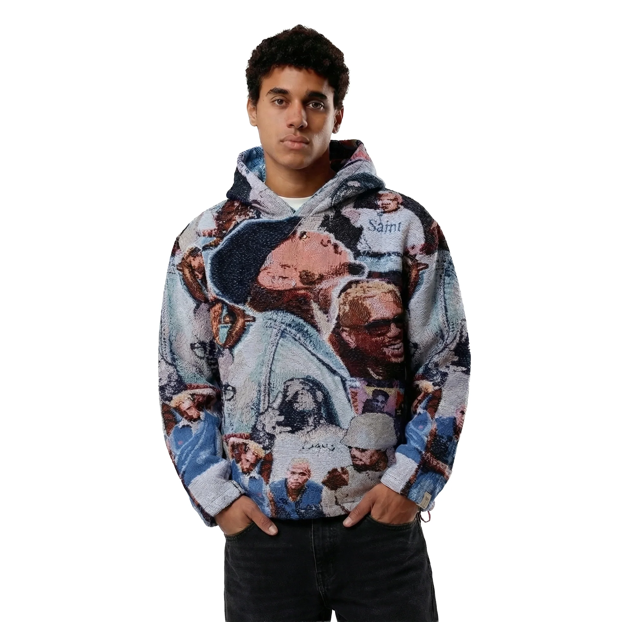 CHRIS BROWN COLLAGE TAPESTRY HOODIE