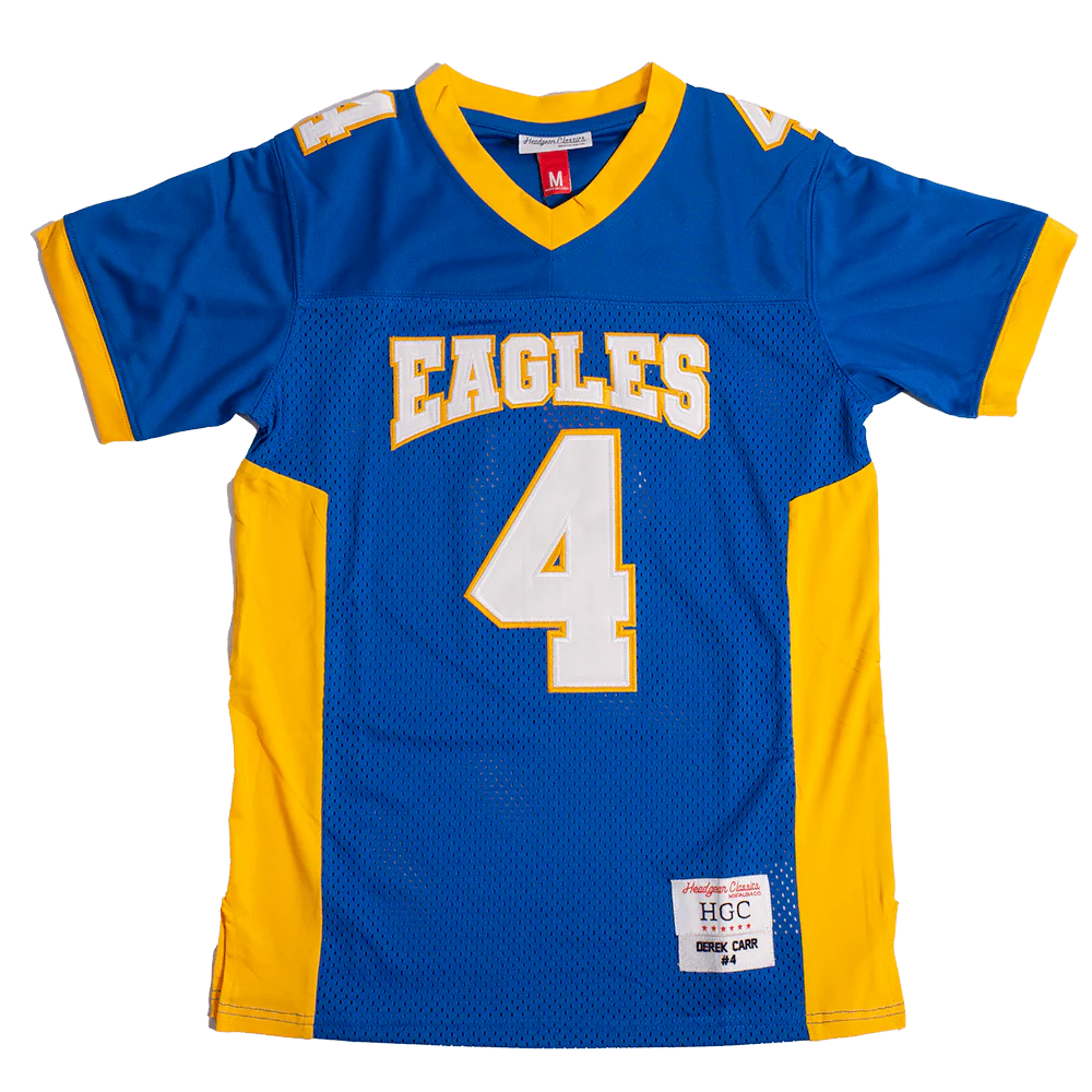 DEREK CARR EAGLES YOUTH BLUE HIGH SCHOOL FOOTBALL JERSEY