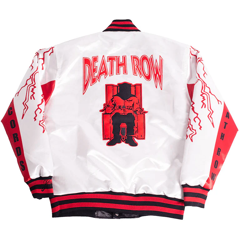 YOUTH DEATH ROW LIGHTNING SATIN JACKET WHITE - Image 2
