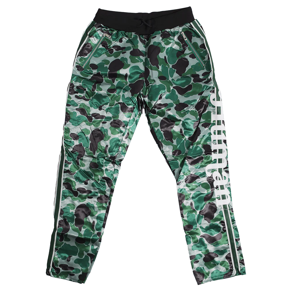 HUMAN SATIN PANTS (GREEN CAMO)