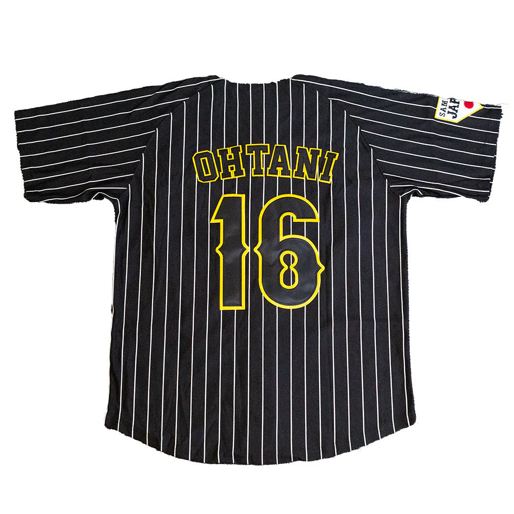 YOUTH JAPAN NATIONAL BASEBALL OHTANI BUTTON DOWN JERSEY (BLACK) - Image 2