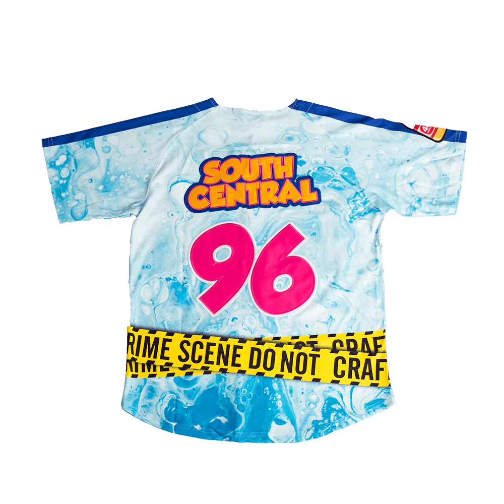 DONT BE A MENACE BUTTON DOWN BASEBALL JERSEY (BLUE) - Image 2