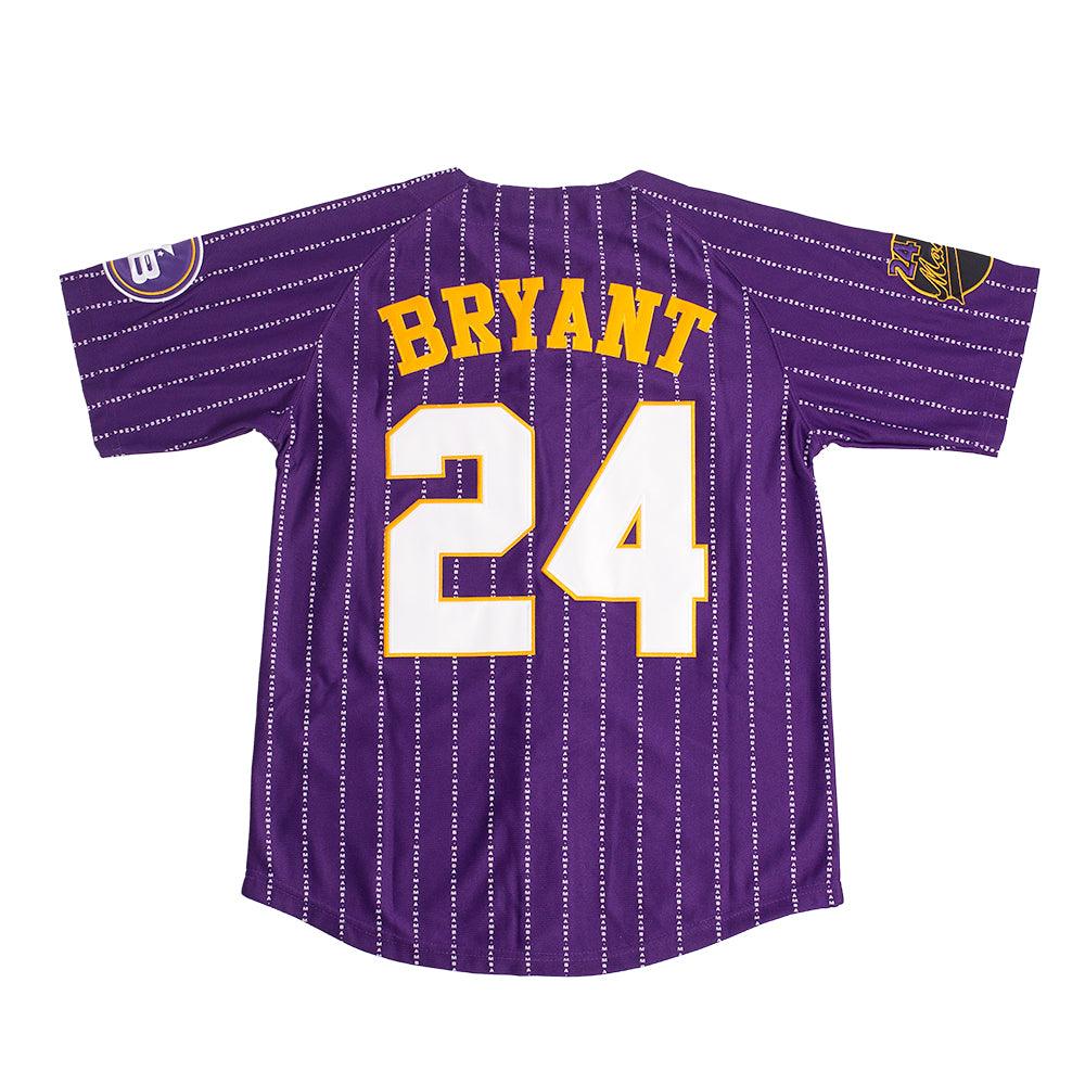 MAMBA PINSTRIPE BUTTON DOWN BASEBALL JERSEY (PURPLE) - Image 2
