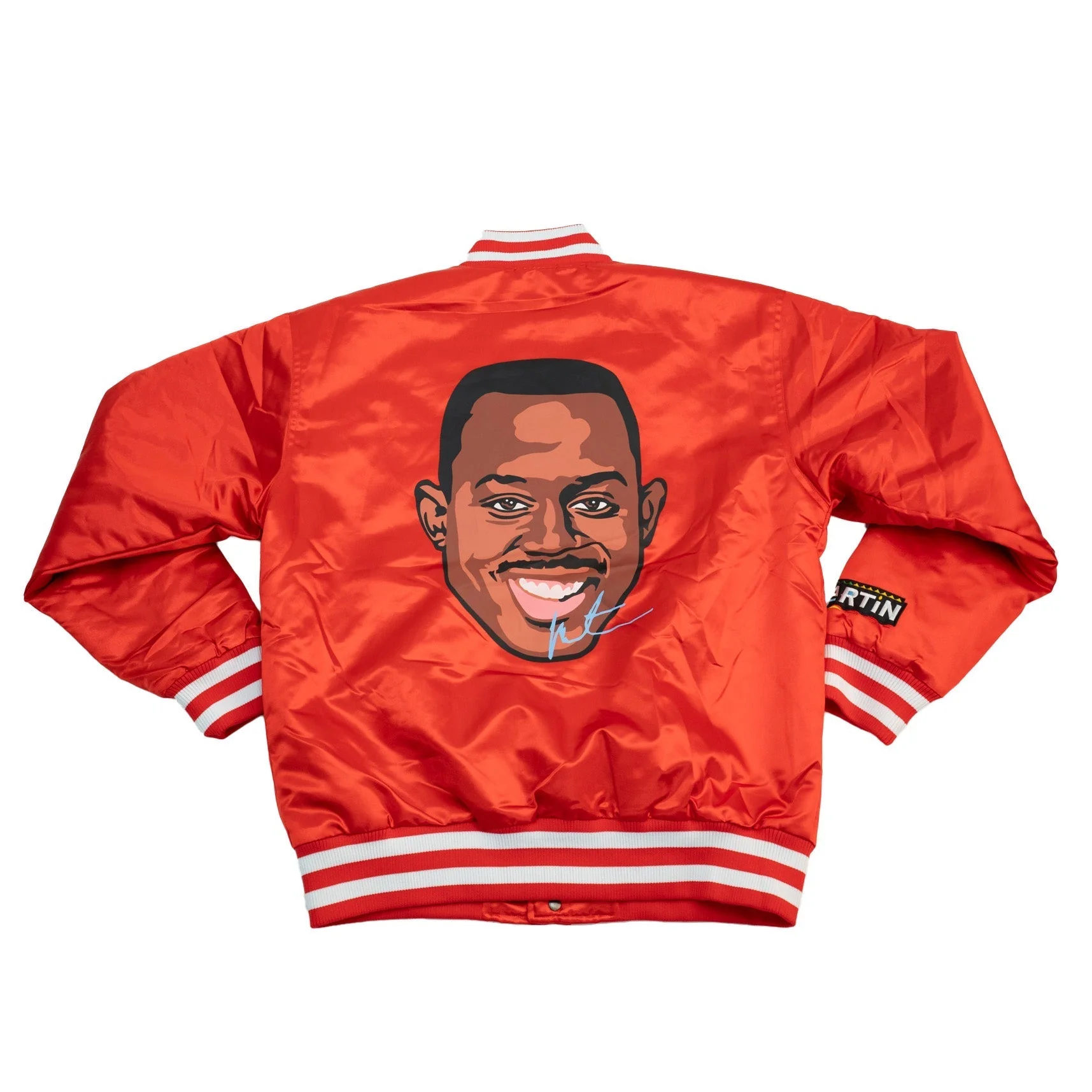 MARTIN WARM UP SATIN JACKET (RED) - Image 2