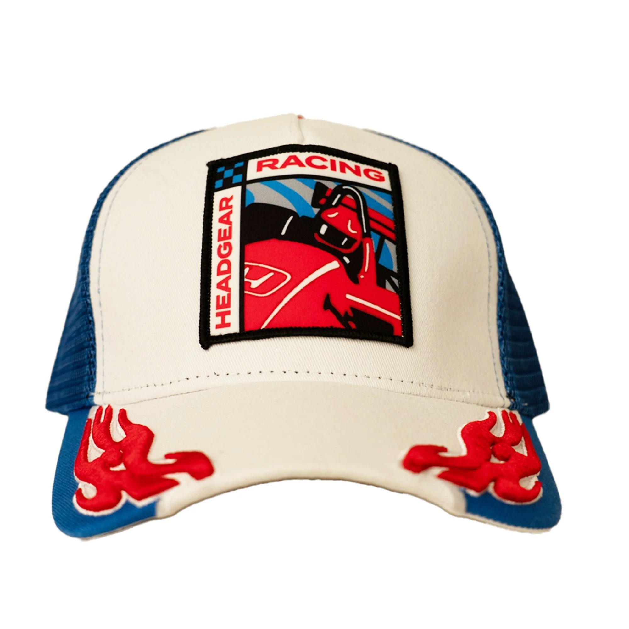 HEADGRAR RACING TRUCKER HAT (WHITE/BLUE)