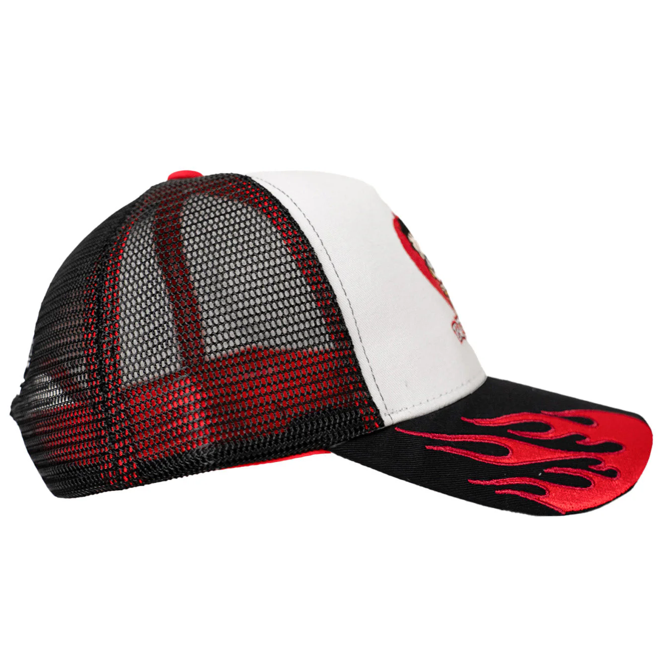 BETTY BOOP FLAME TRUCKER HAT (WHITE/BLACK) - Image 2