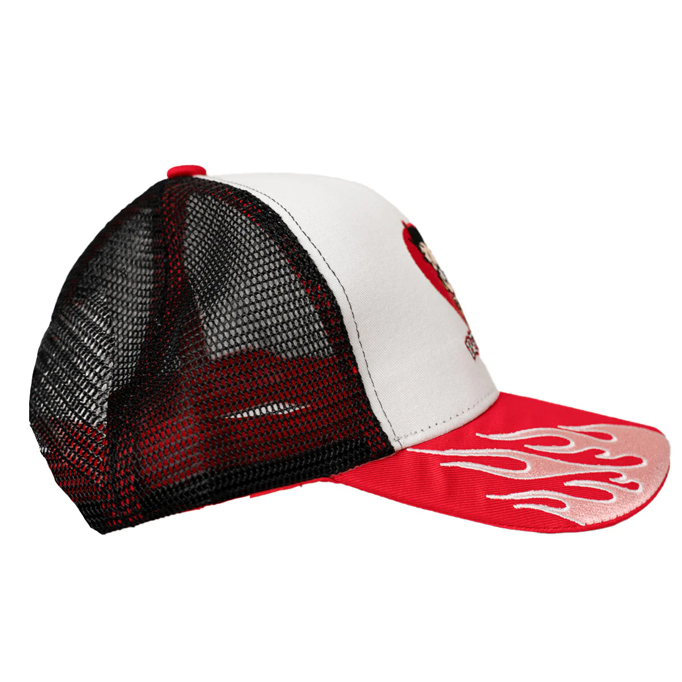 BETTY BOOP FLAME TRUCKER HAT (WHITE/RED) - Image 2