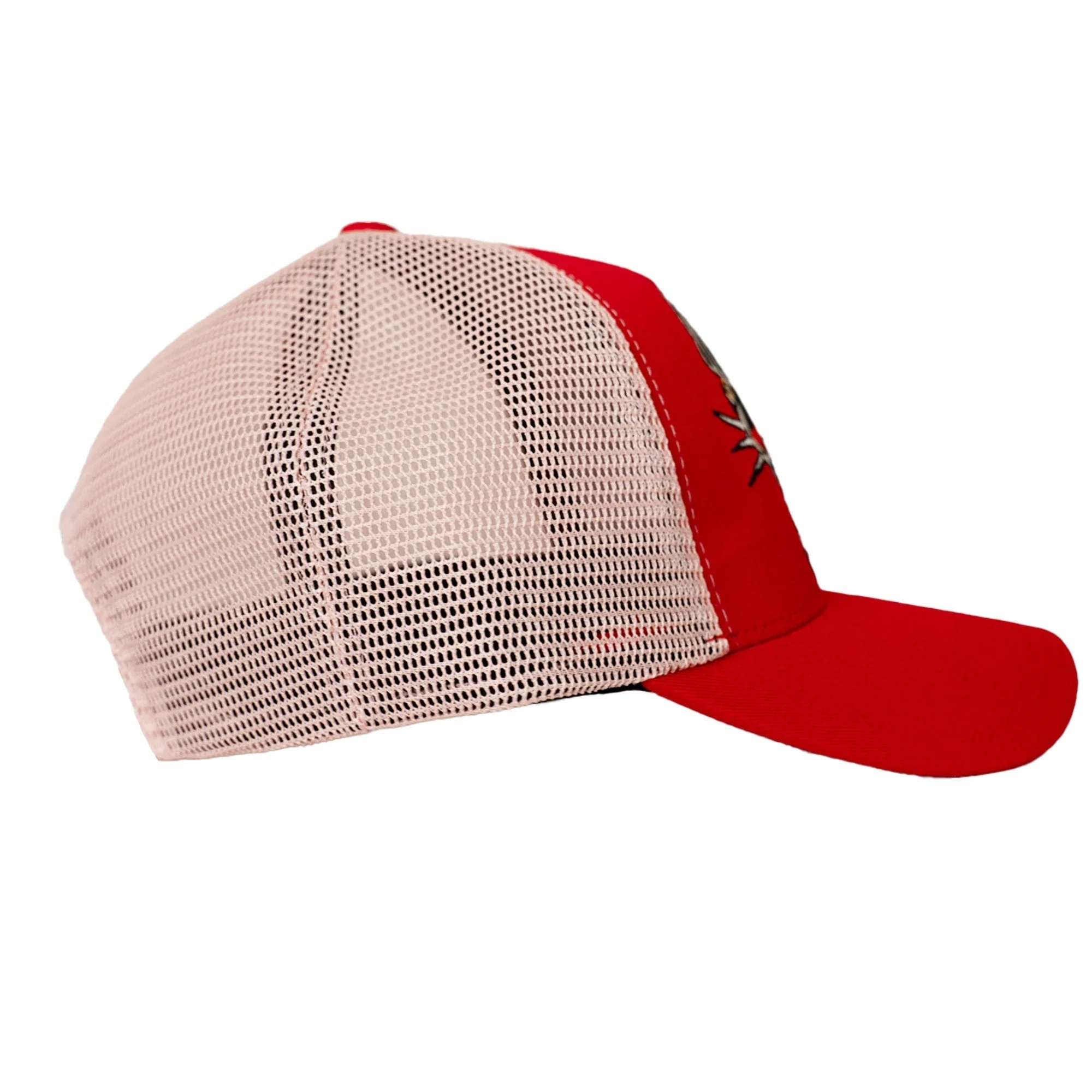 BLACK PANTHER TATTOO STYLE TRUCKER HAT (RED/CREAM) - Image 2