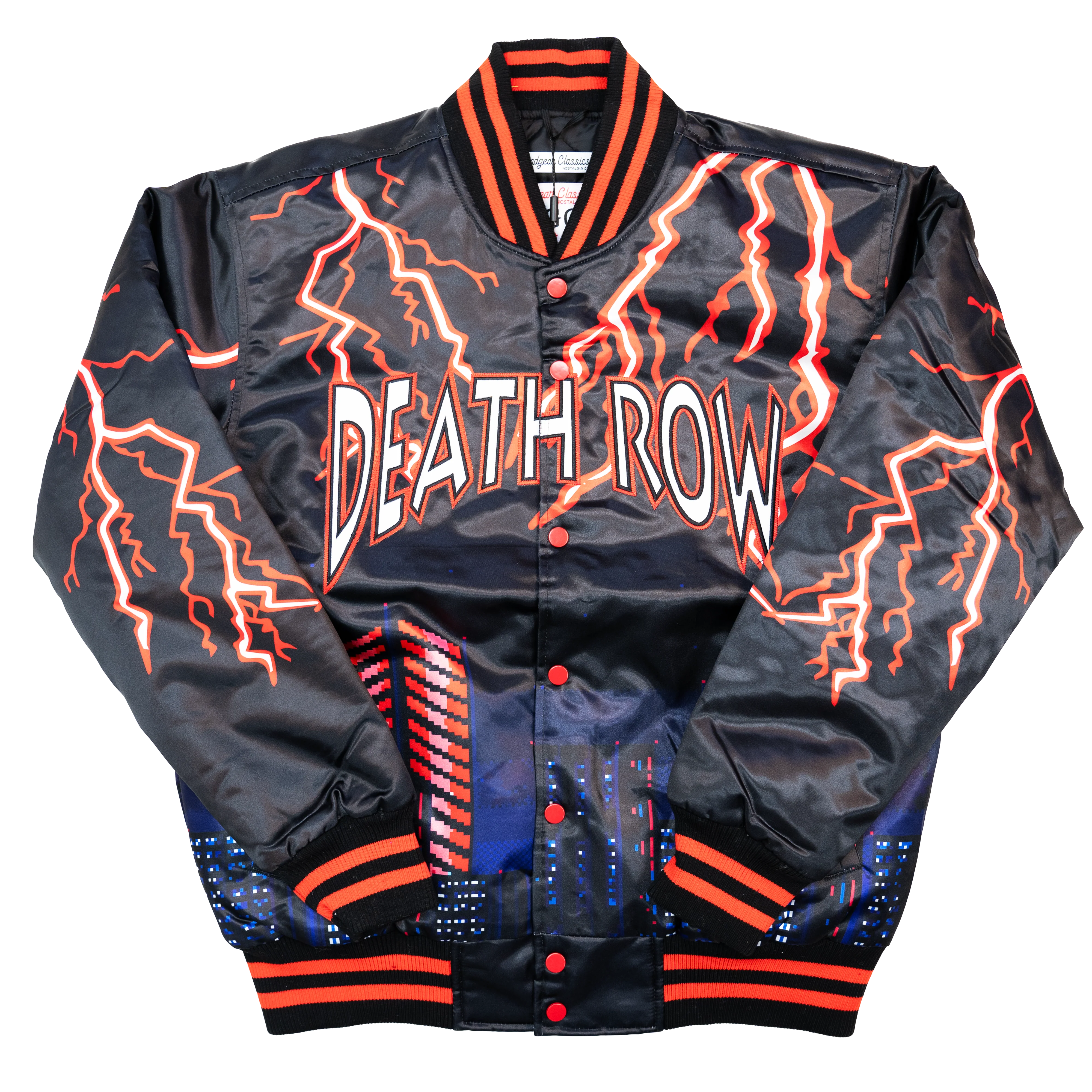 DEATH ROW LIGHTNING SATIN JACKET (BLACK)