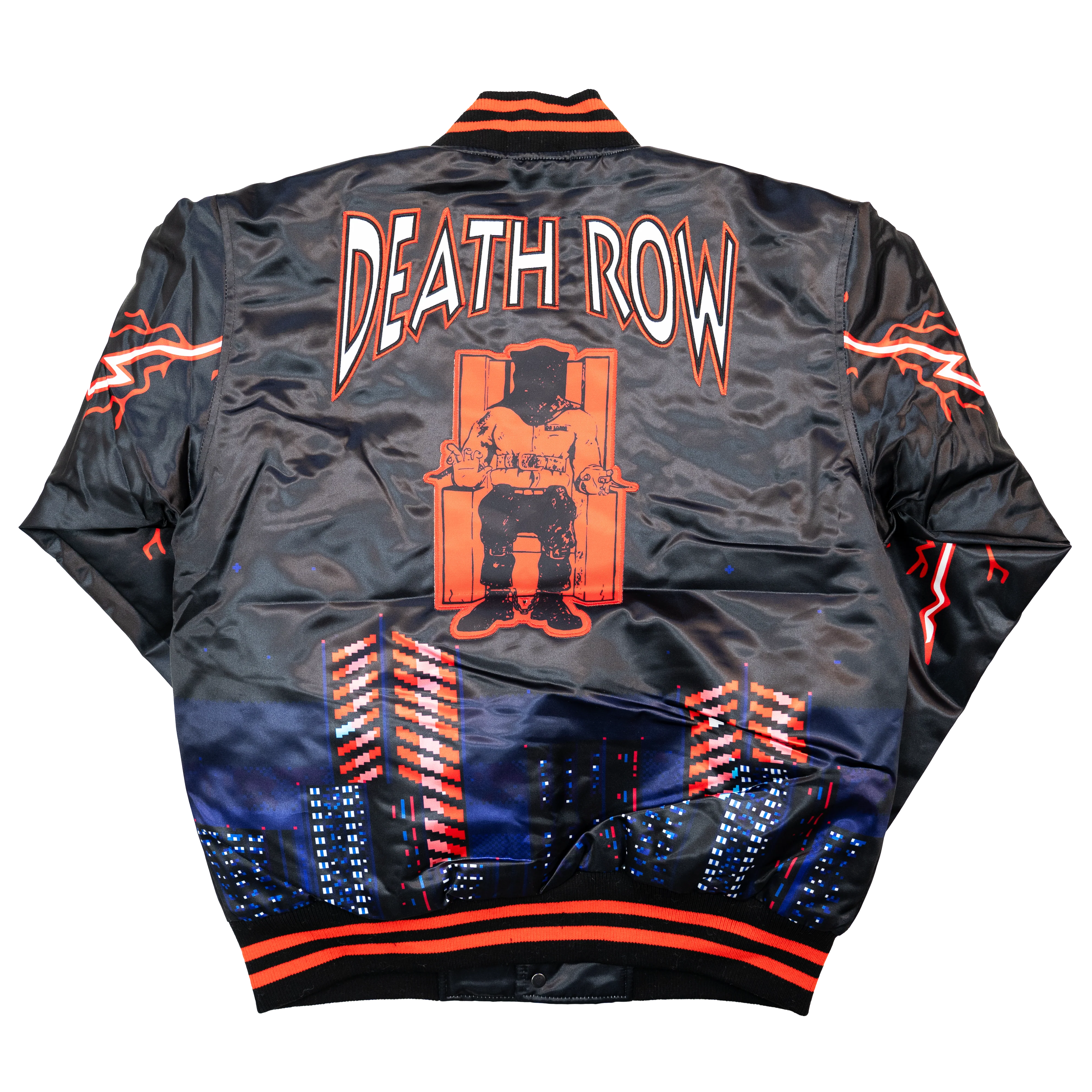 DEATH ROW LIGHTNING SATIN JACKET (BLACK) - Image 2