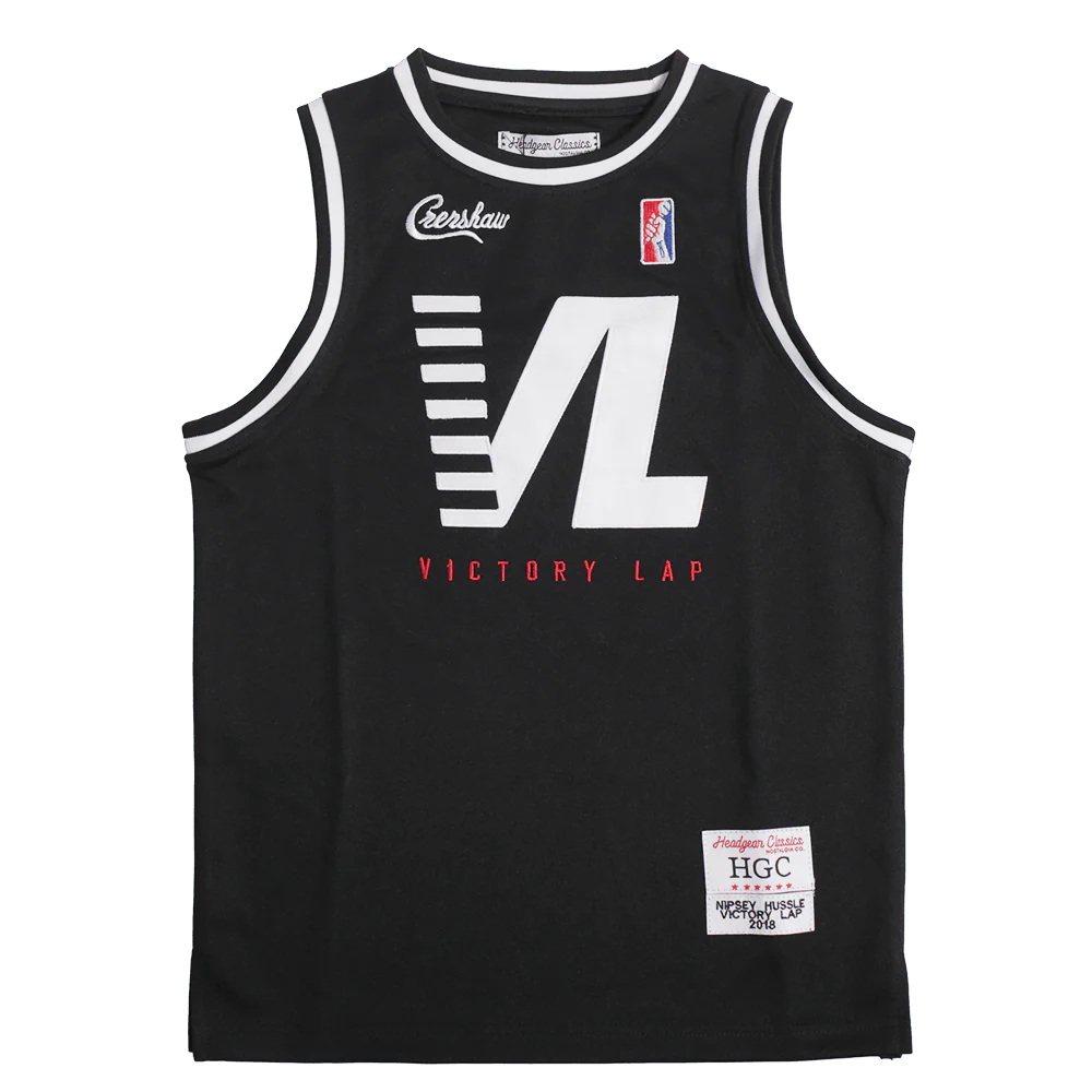 YOUTH BLACK NIPSEY HUSSLE VICTORY LAP BASKETBALL JERSEY