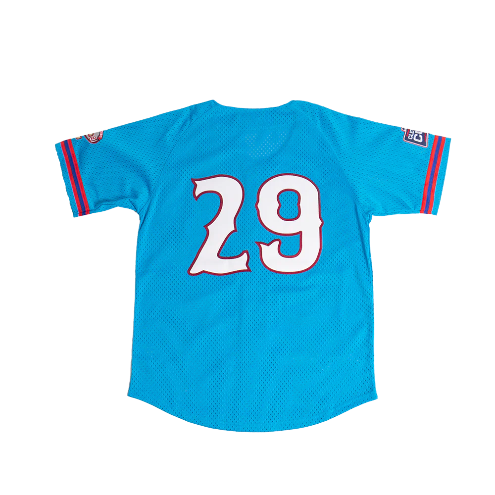 CLEVELAND CUBS BUTTON DOWN BATTING PRACTICE BASEBALL JERSEY ROYAL - Image 2