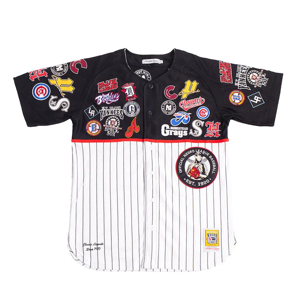 NEGRO LEAGUE BUTTON DOWN COLLAGE FRONT PATCH BASEBALL JERSEY - Image 2