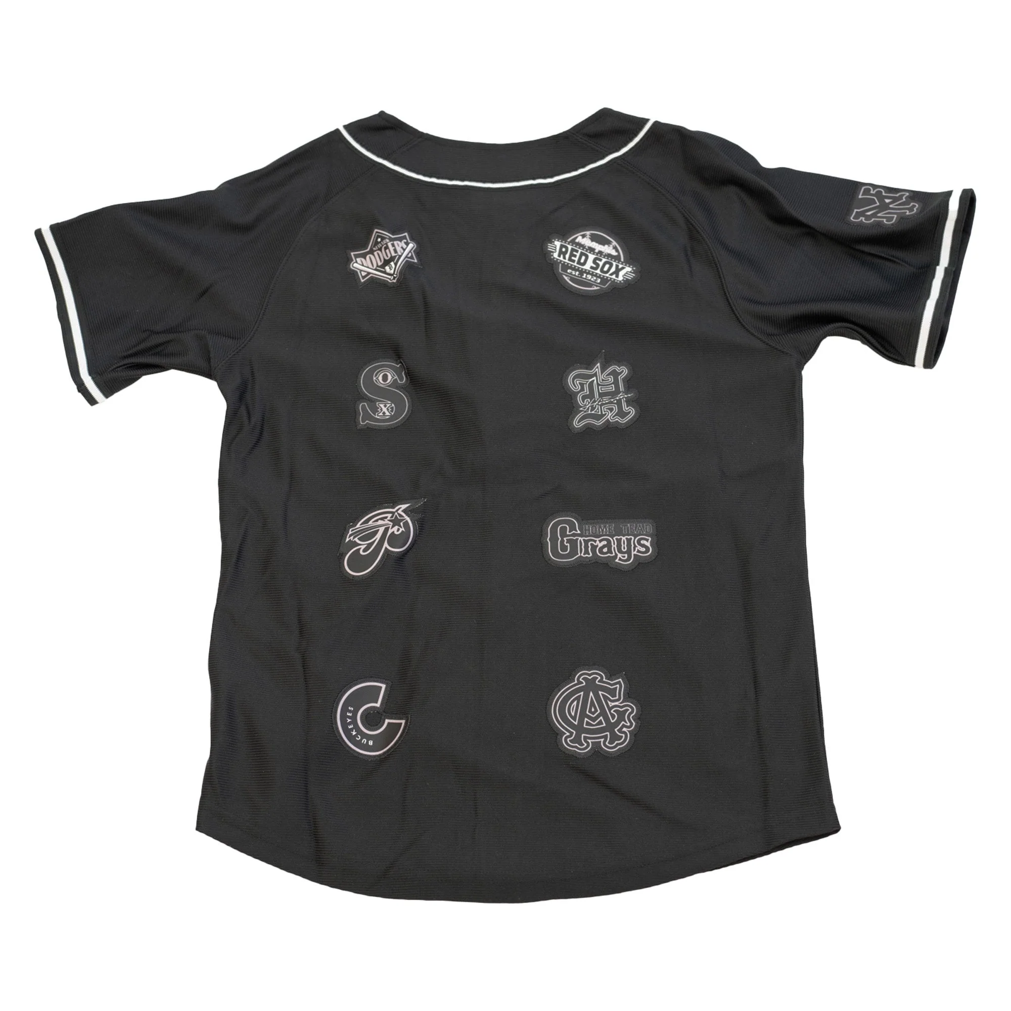 YOUTH NEGRO LEAGUE VERTICAL COLLAGE BUTTOM DOWN BASEBALL JERSEY (BLACK) - Image 2