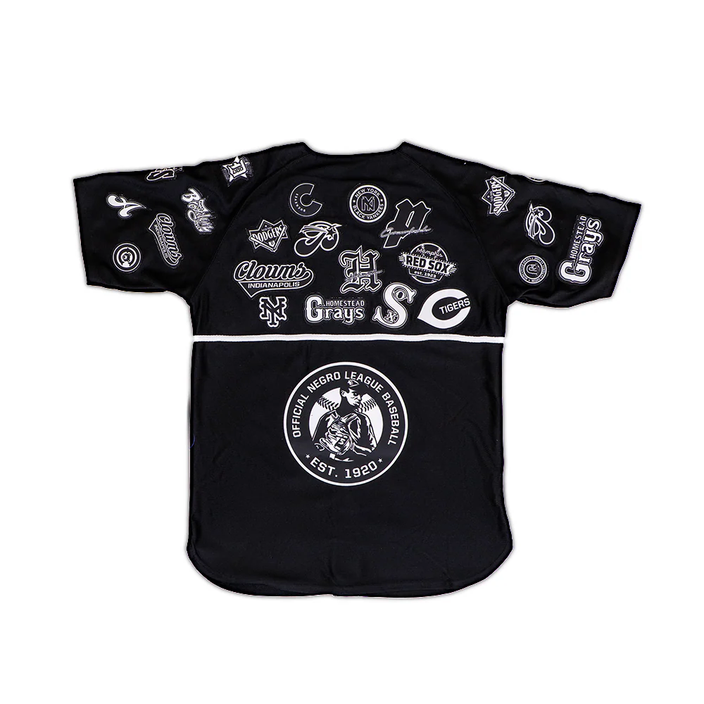 NEGRO LEAGUE COLLAGE BUTTON DOWN JERSEY (BLACK) - Image 2