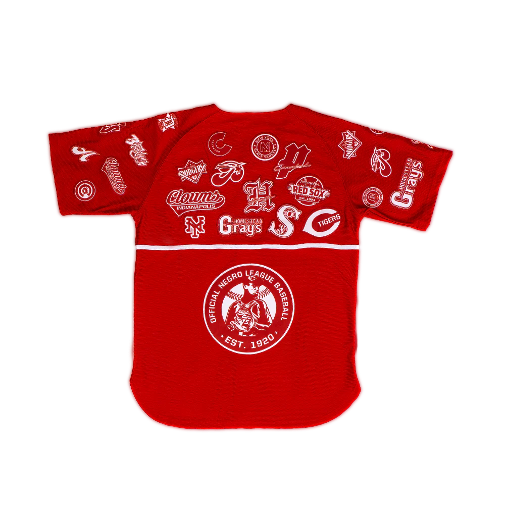 NEGRO LEAGUE COLLAGE BUTTON DOWN JERSEY (RED) - Image 2