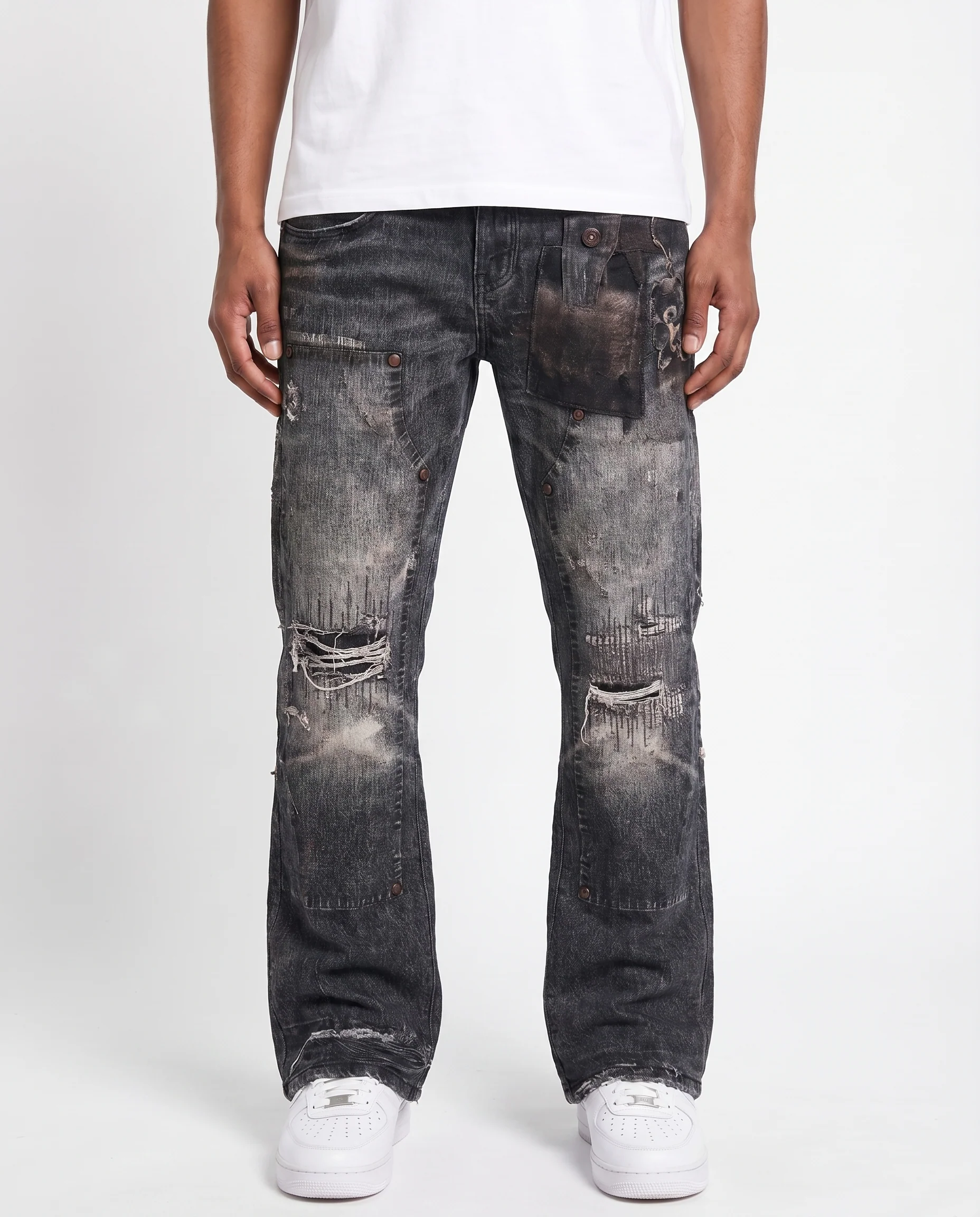 BAGGY BLACK CARPENTER ATTACHMENT WATSON DENIM PANTS
