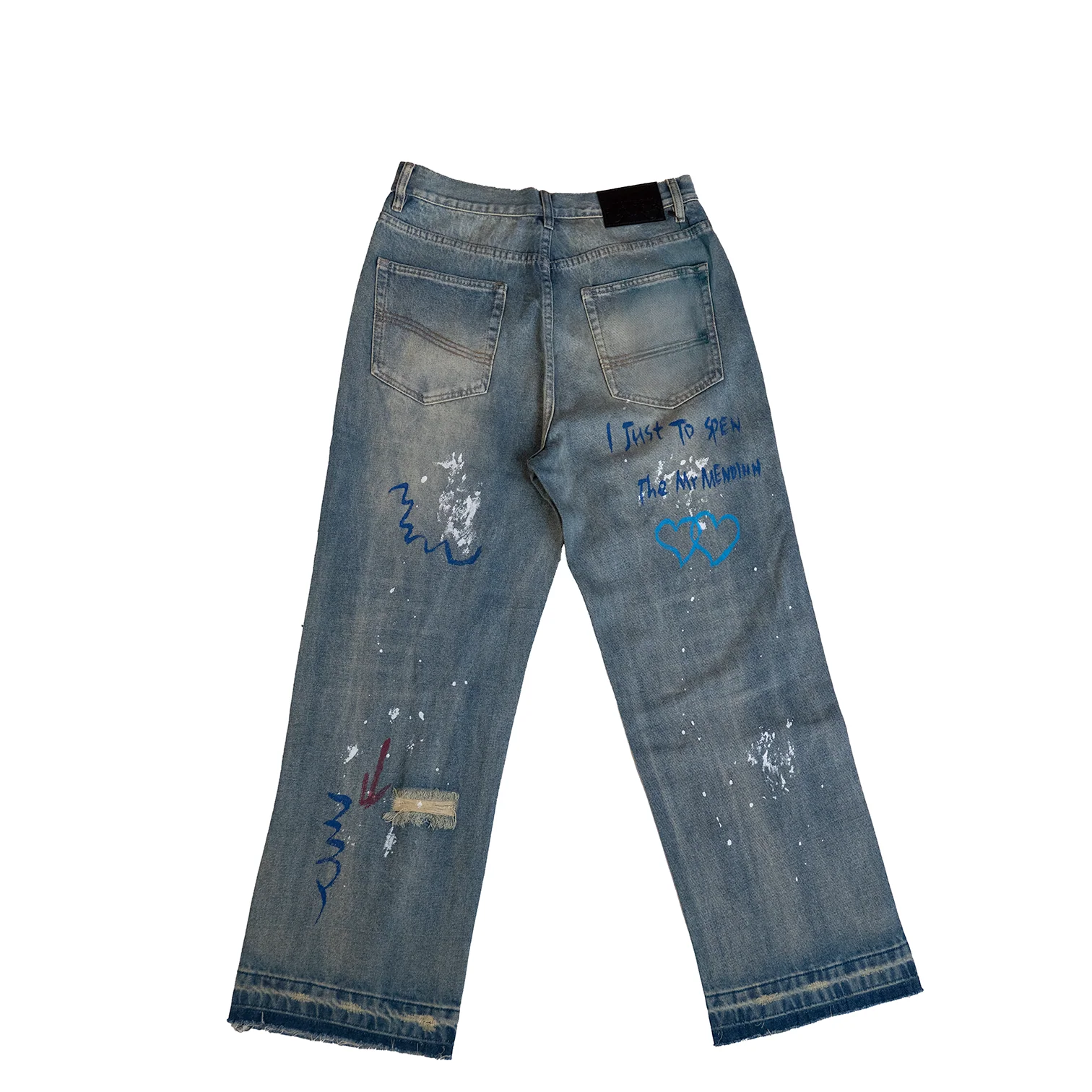 BAGGY BLUE SPRAY PAINT WATSON DENIM PANTS - Image 3