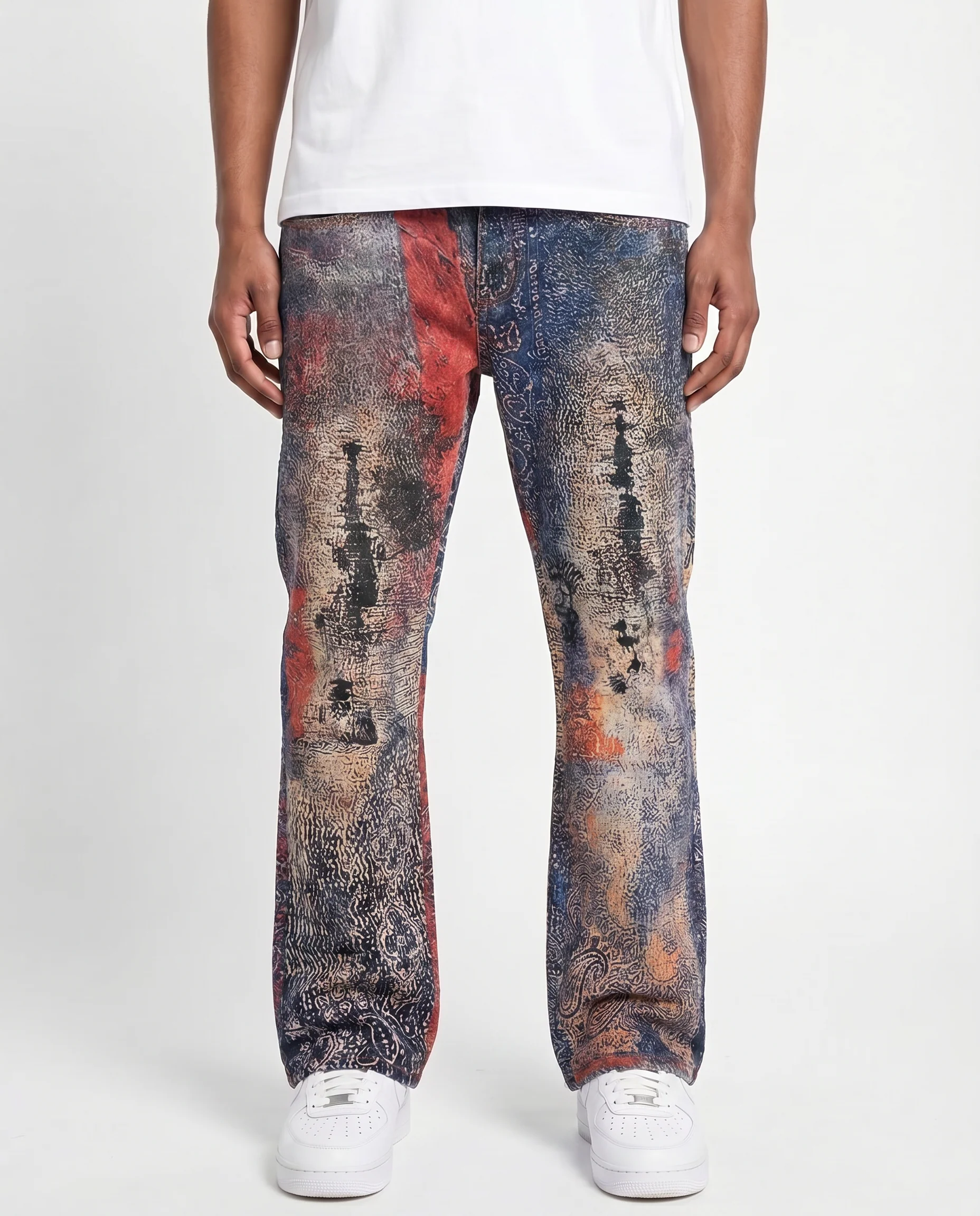 BAGGY GREY/PINK DISTRESSED WATSON DENIM PANTS