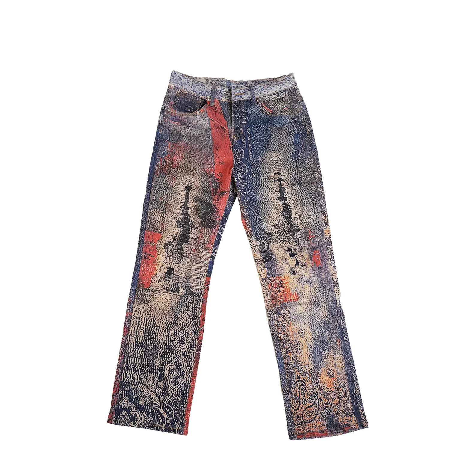 BAGGY GREY/PINK DISTRESSED WATSON DENIM PANTS - Image 2