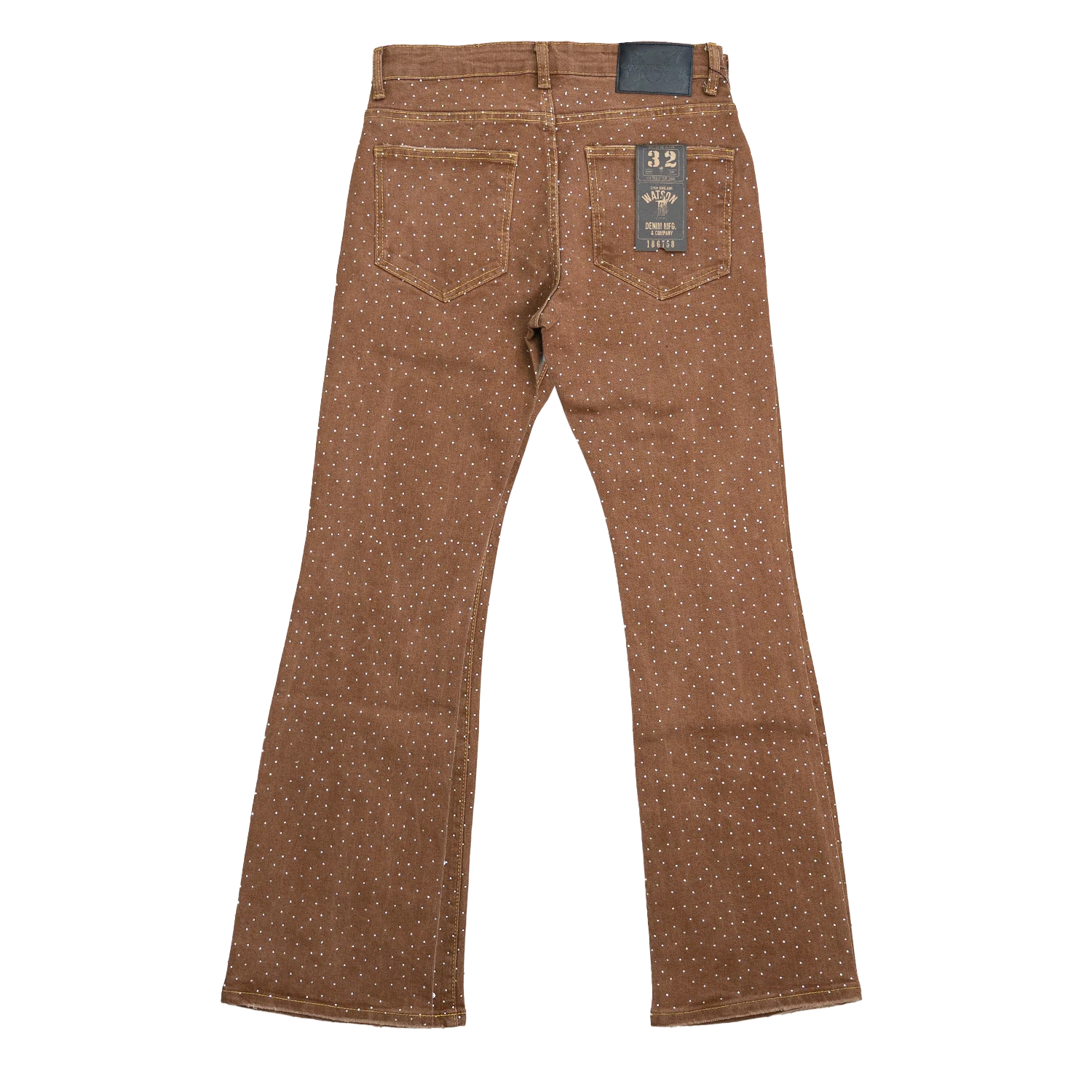 BROWN ALL OVER EMBELLISHED RHINESTONE CRYSTAL WATSON DENIM - Image 3
