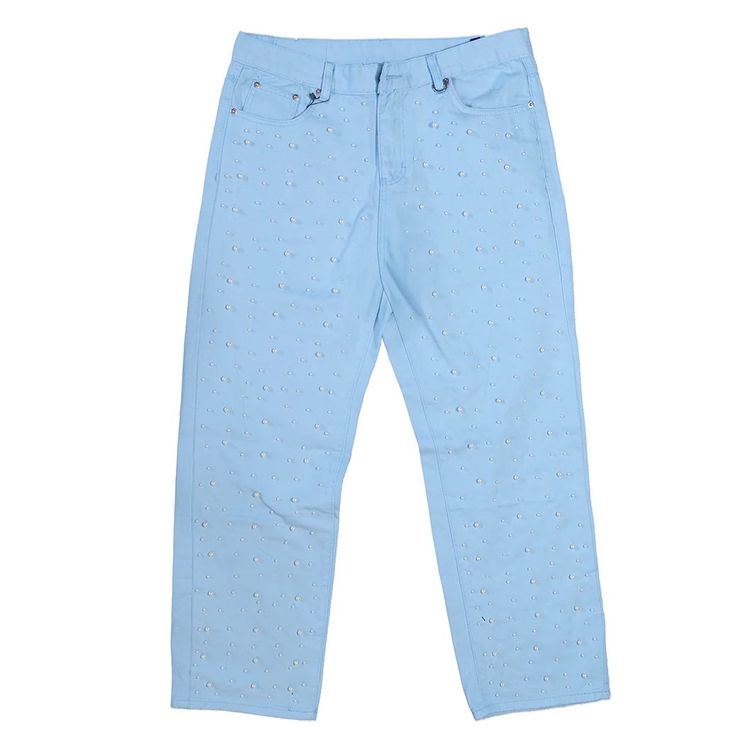 WATSON DENIM PANTS WITH PEARLS (LIGHT WASH) - Image 2