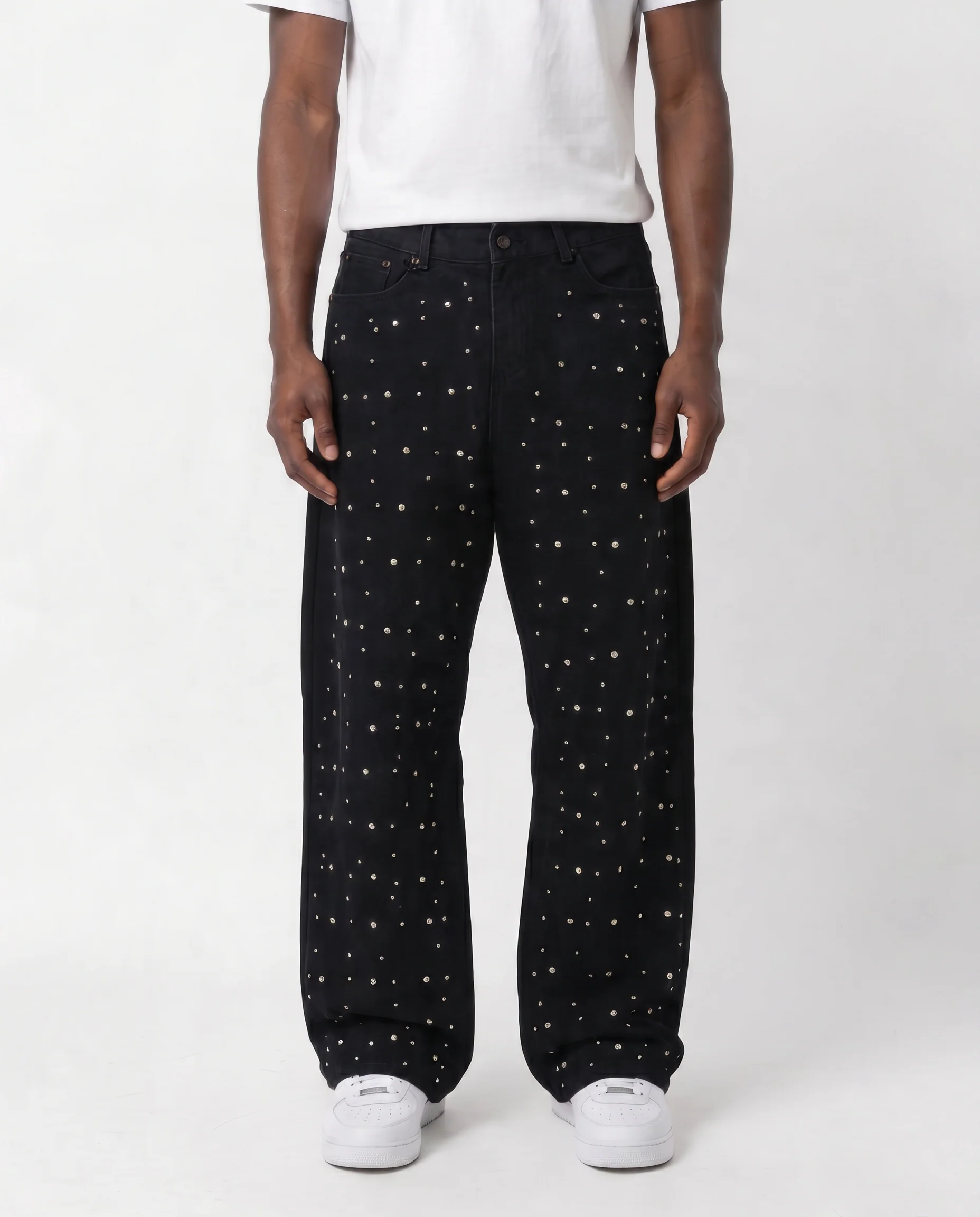 WATSON DENIM PANTS WITH PEARLS (BLACK)