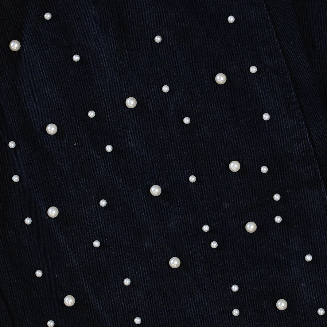 WATSON DENIM PANTS WITH PEARLS (BLACK) - Image 4