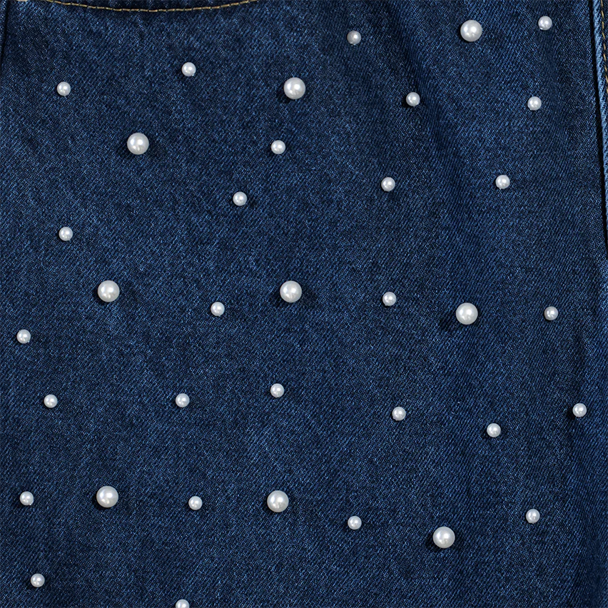 WATSON DENIM PANTS WITH PEARLS (NAVY) - Image 4