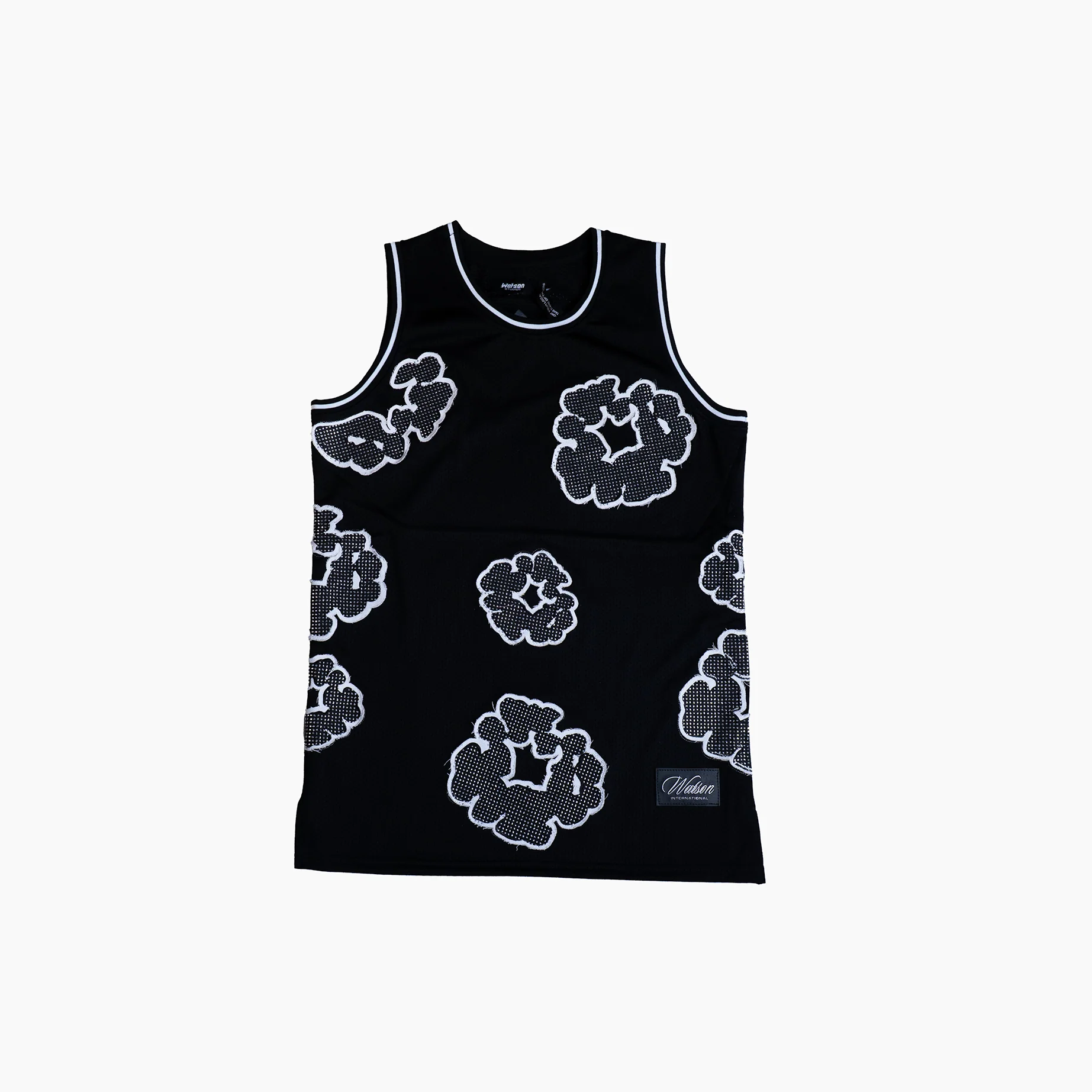 WATSON COTTON WREATH RHINESTONE BASKETBALL JERSEY (BLACK)