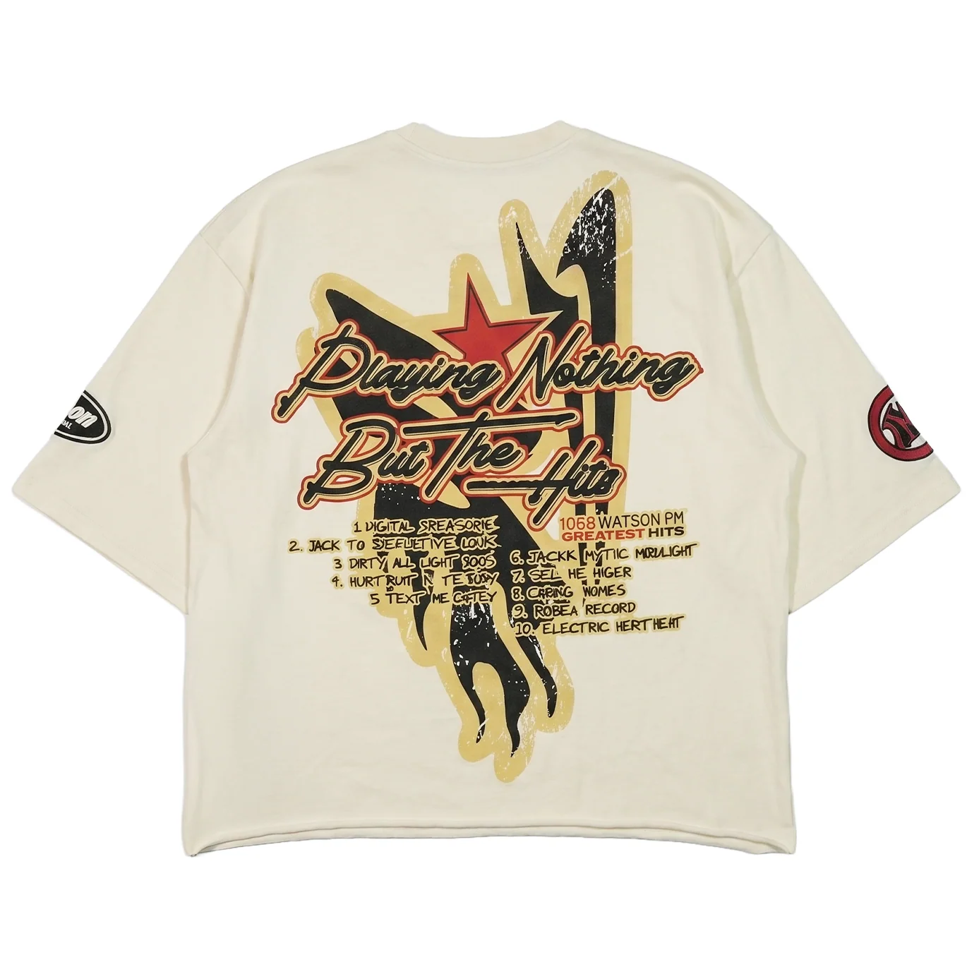 PLAYING NOTHING BUT HITS CROPPED T-SHIRT (CREAM) - Image 2
