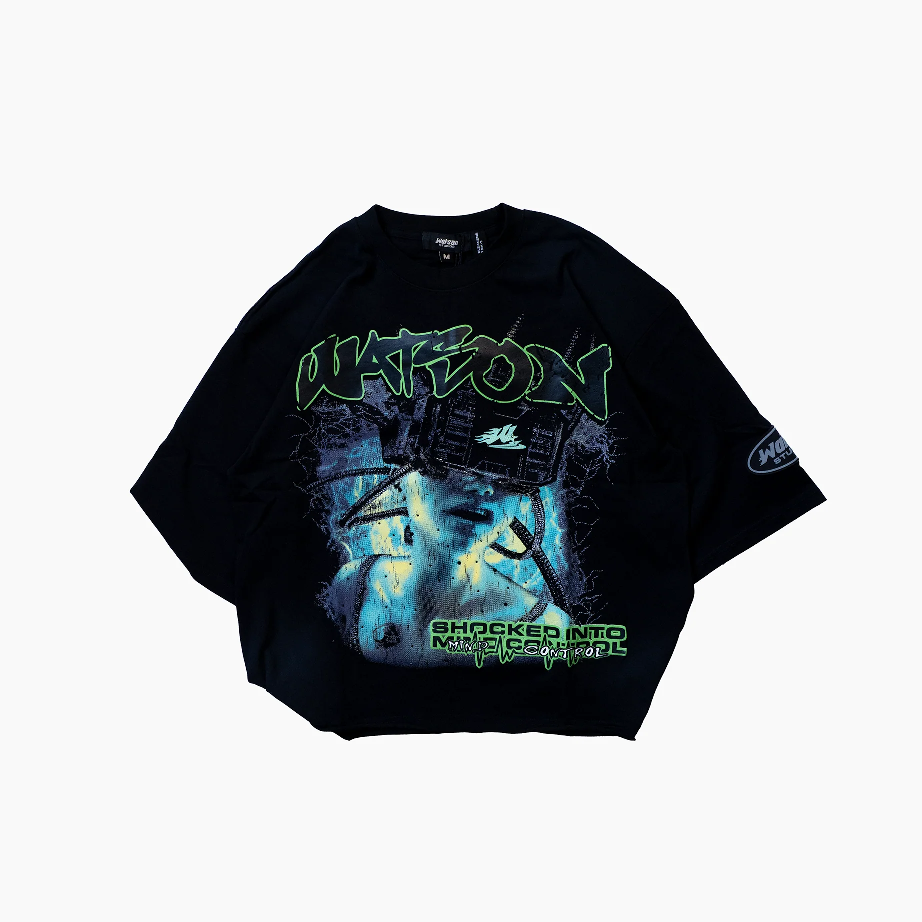 WATSON SHOCKED INTO MIND CONTROL CROPPED T-SHIRT (BLACK)