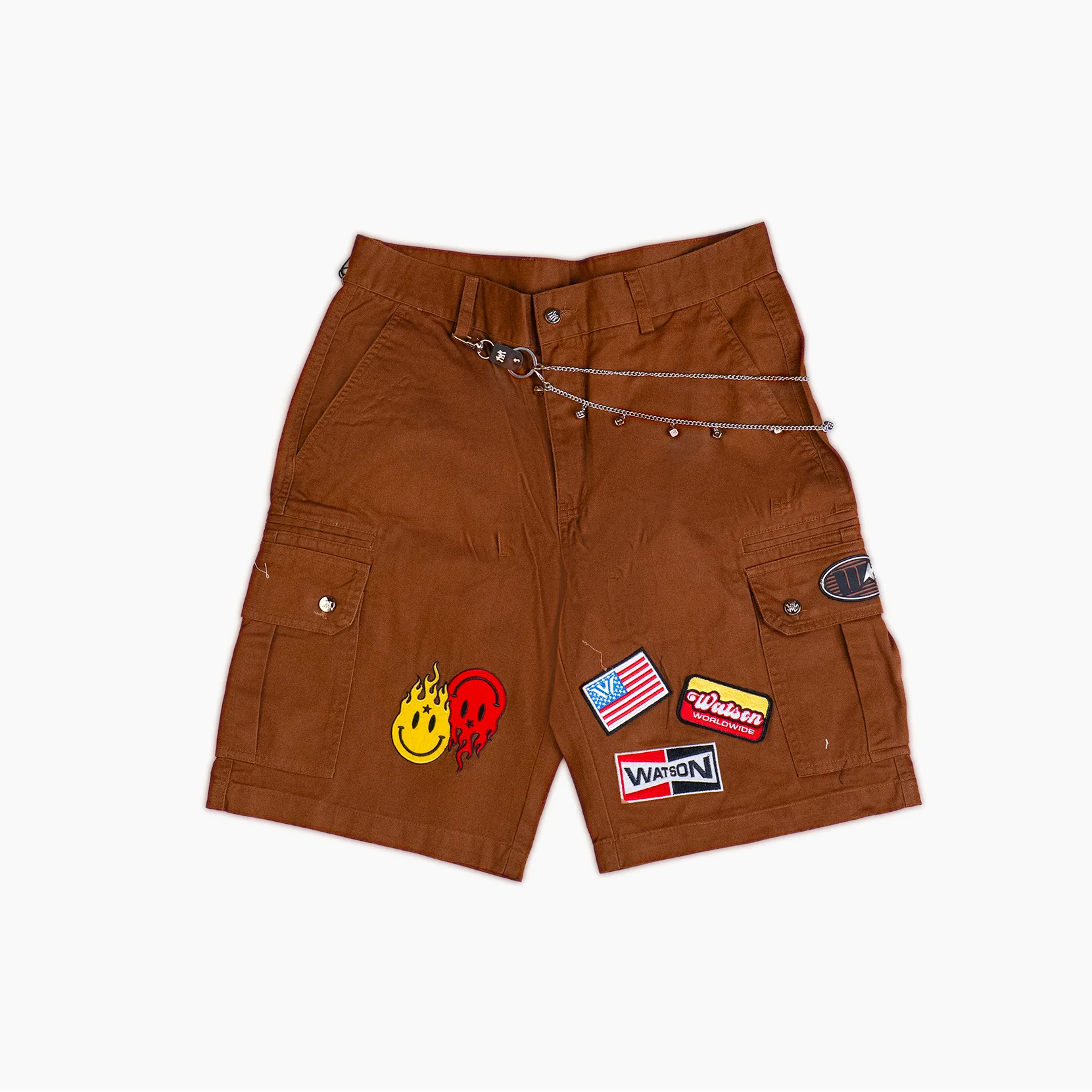 WATSON MULTI PATCH WORK SHORTS (BROWN) - Image 2