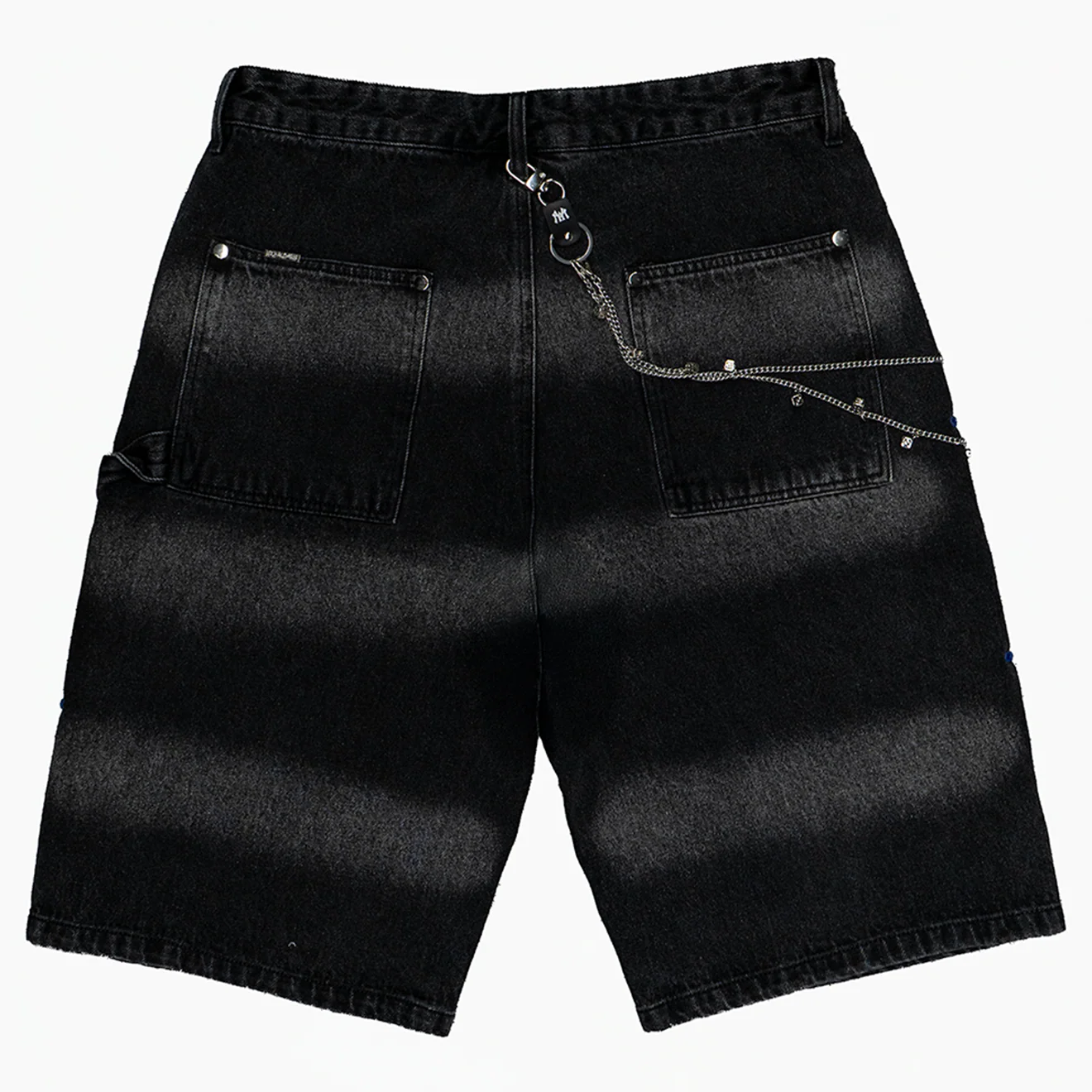 WATSON SIDE CRYSTAL BLACK DENIM CARPENTER SHORTS - Image 4