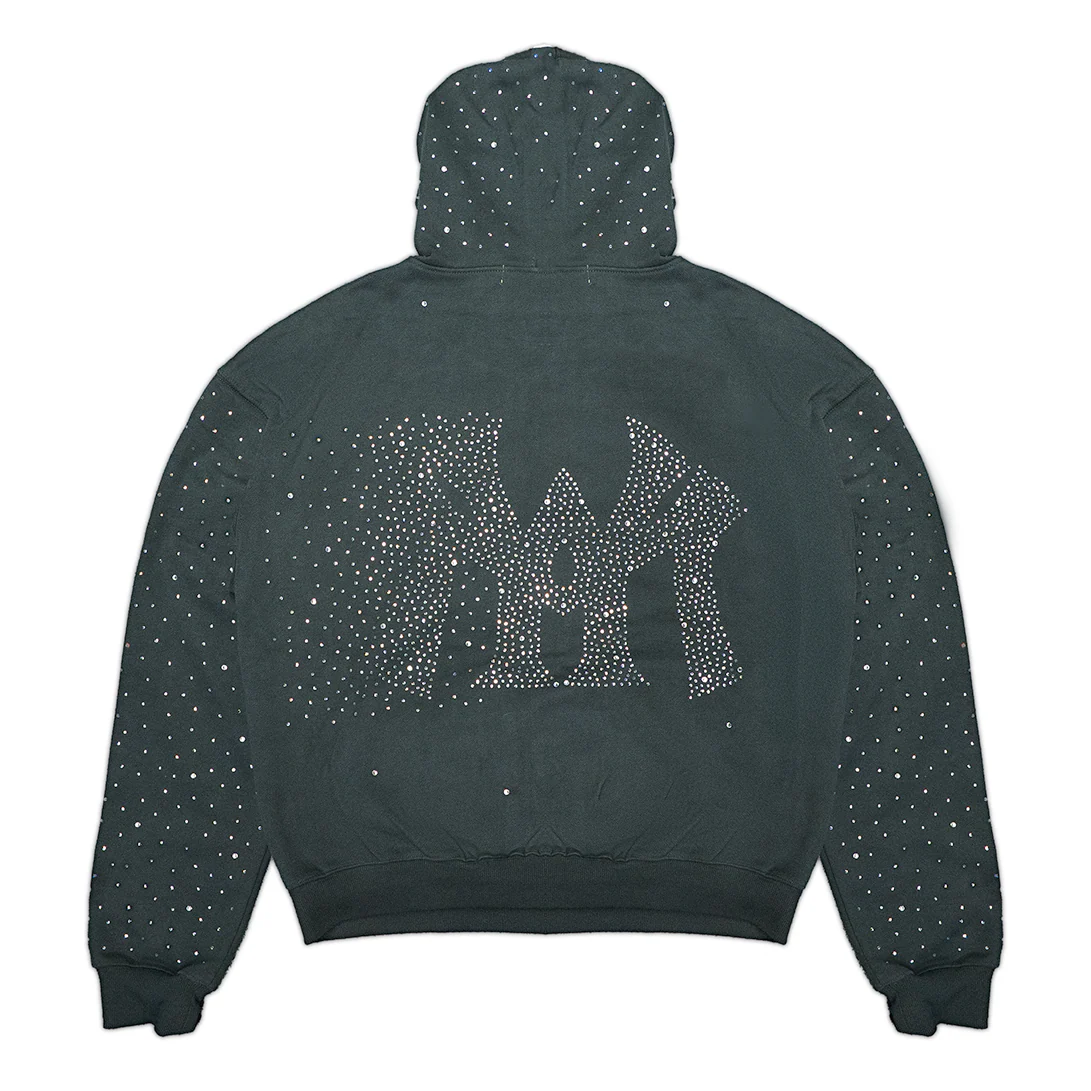 CRYSTAL FULL ZIP HOODIE (CHARCOAL) - Image 2