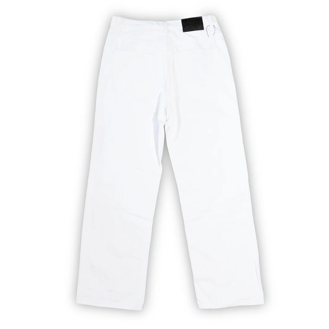 WATSON DENIM PANTS WITH BLACK PEARLS (WHITE) - Image 3