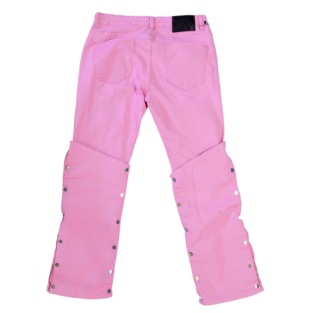 WATSON DENIM PANTS WITH WHITE PEARLS (PINK) - Image 3