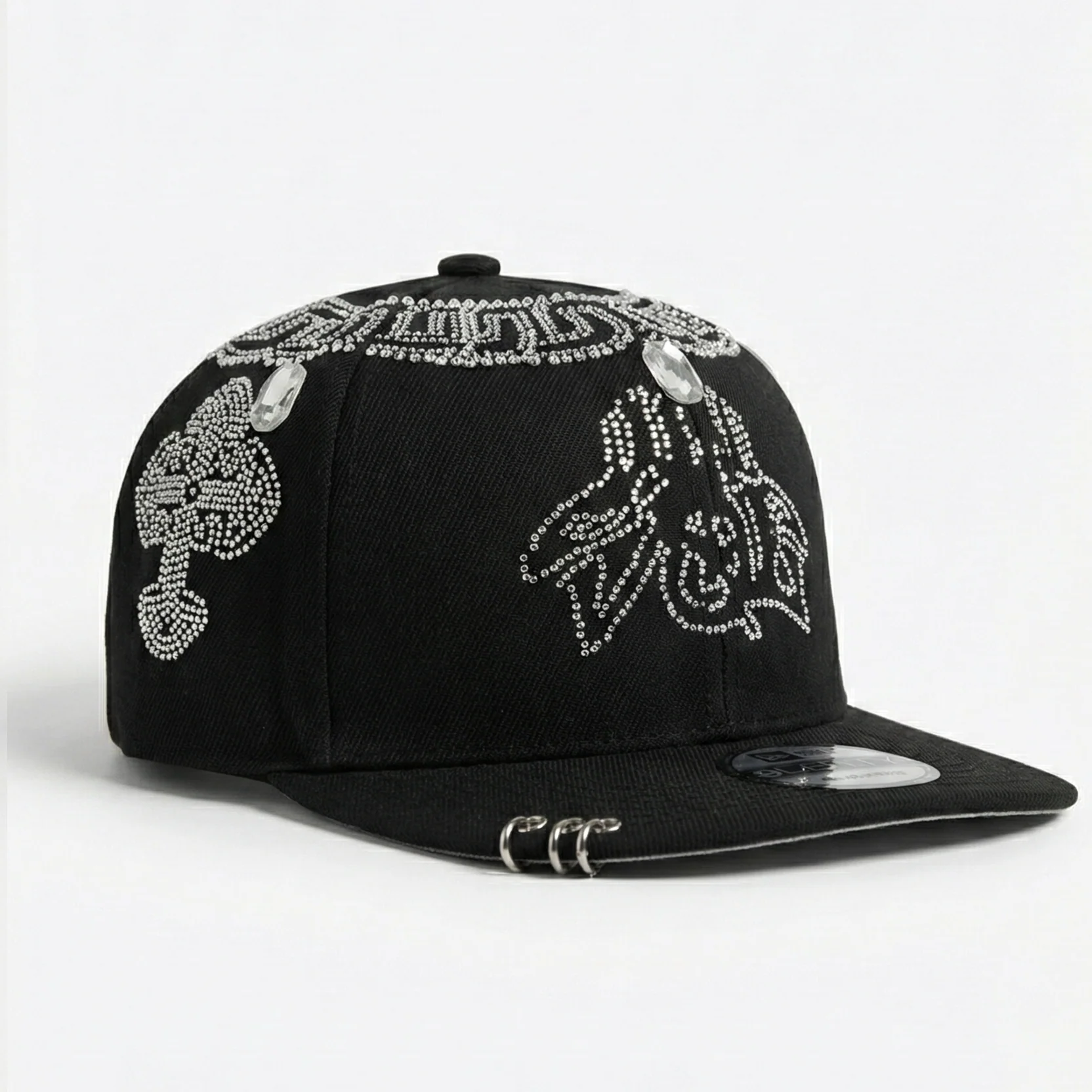PEARL CHAIN FITTED HAT (BLACK) - Image 2