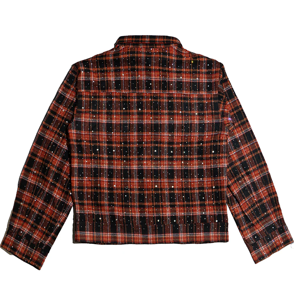 WATSON SPIDER WEB CRYSTAL FLANNEL SHIRT (ORANGE & RED) - Image 2