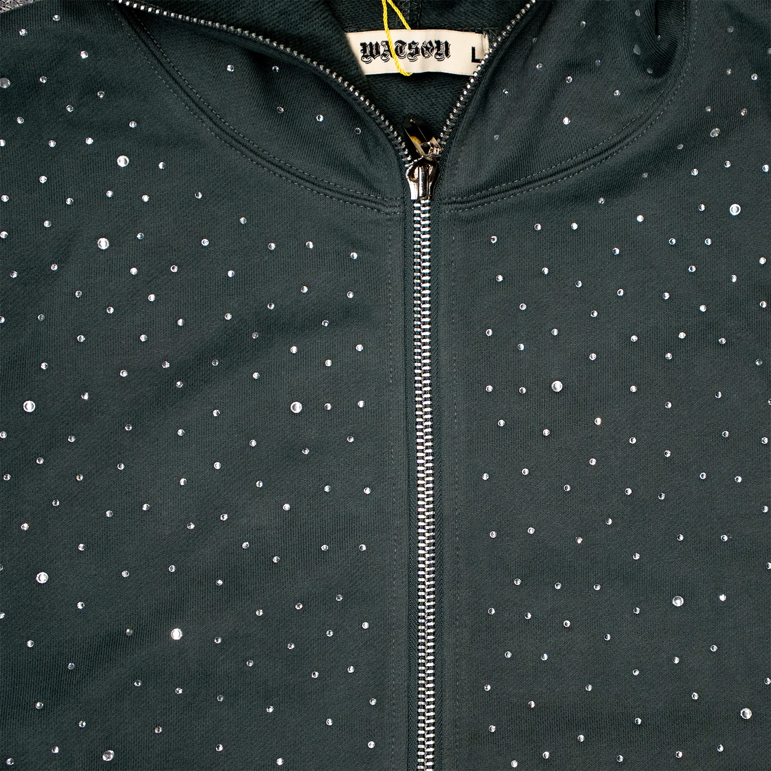 CRYSTAL TRIPLE ZIP HOODIE (CHARCOAL) - Image 3